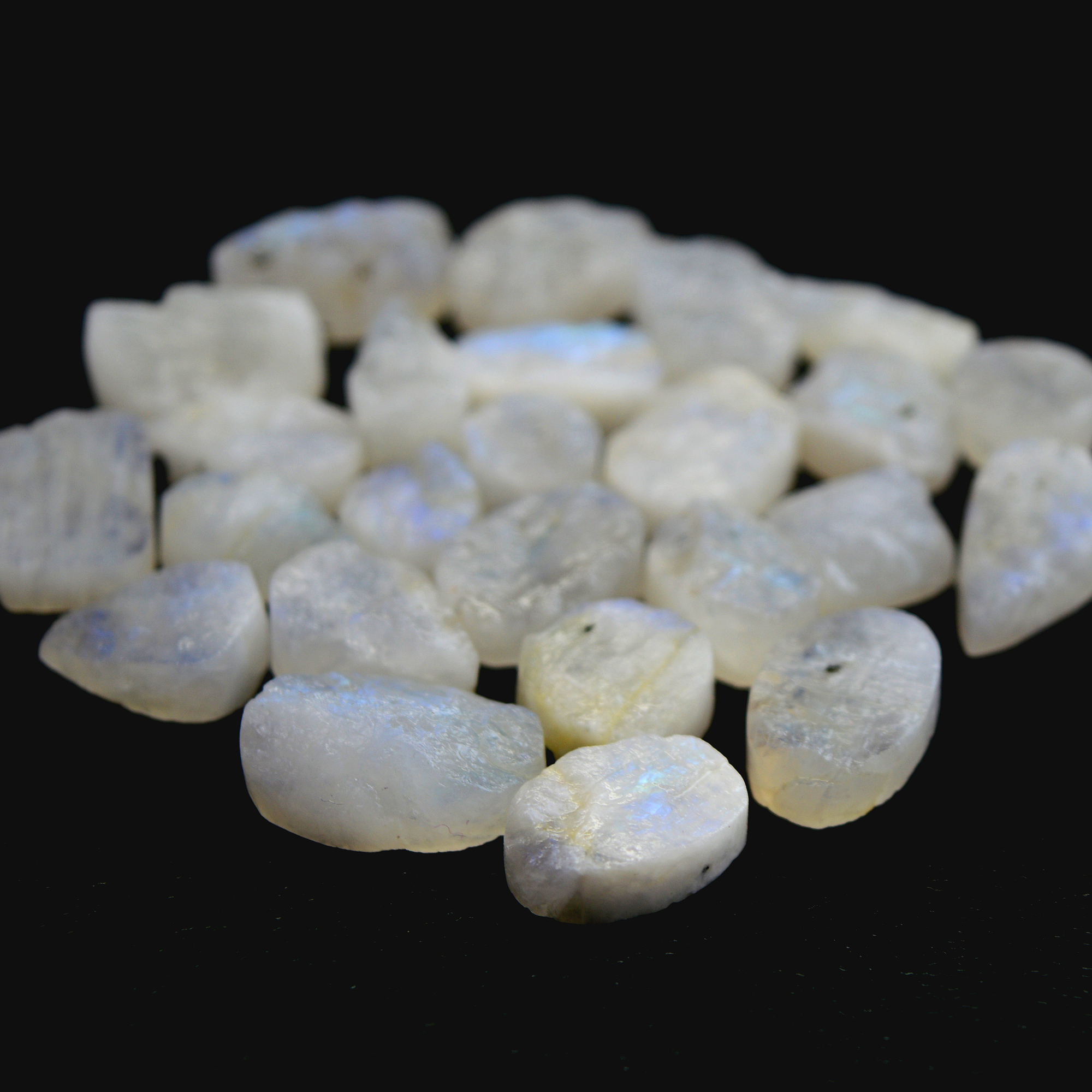 25Pcs  243 Cts Natural Rainbow Moonstone Druzy  Rough Loose Gemstone Lot Size 20x14-10x1013405