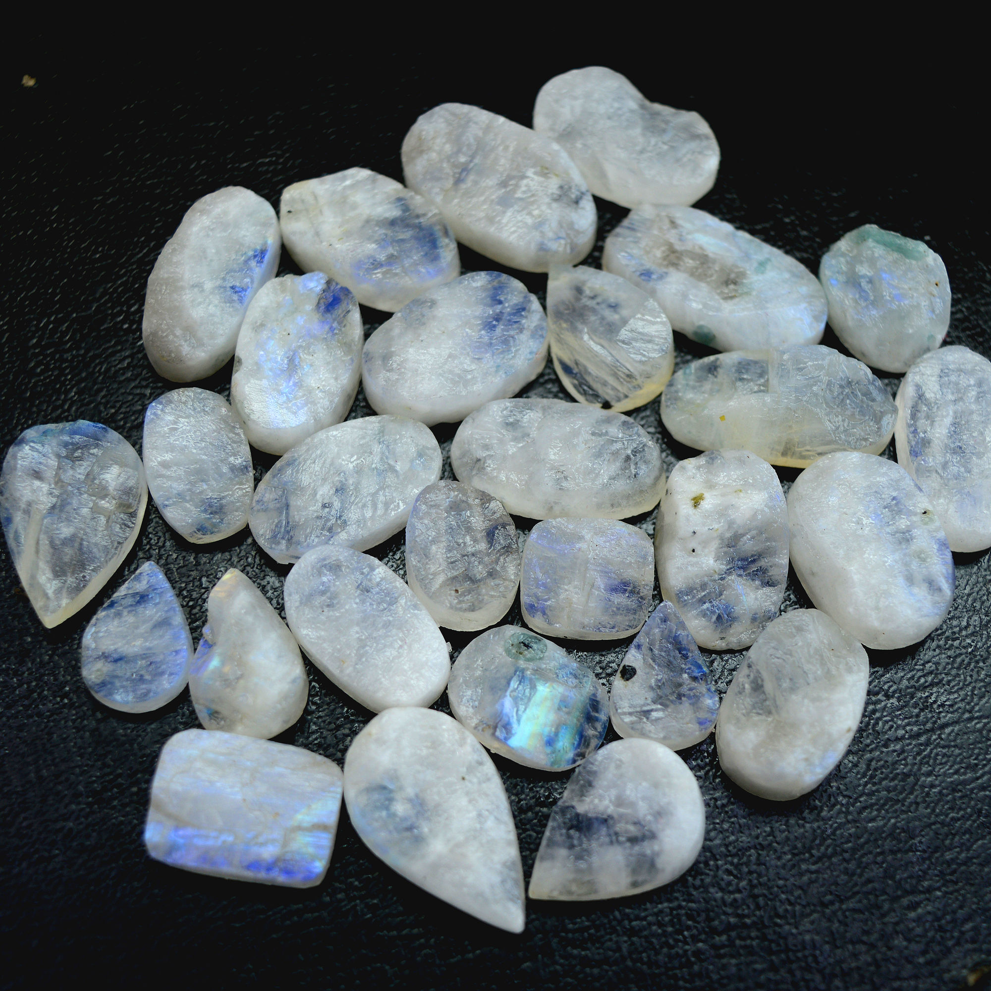 28Pcs 283 Cts Natural Rainbow Moonstone Druzy  Rough Loose Gemstone Lot Size 22x11-13x913406