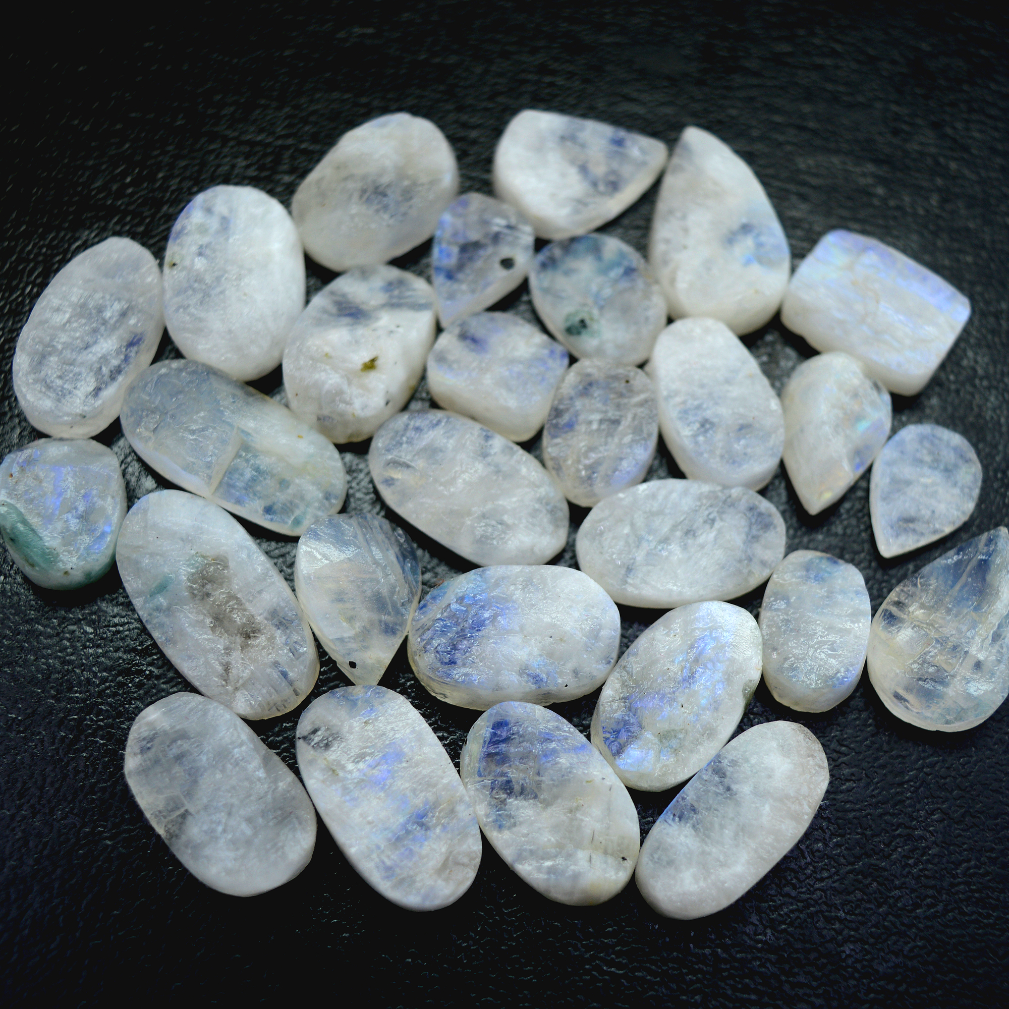 28Pcs 283 Cts Natural Rainbow Moonstone Druzy  Rough Loose Gemstone Lot Size 22x11-13x913406