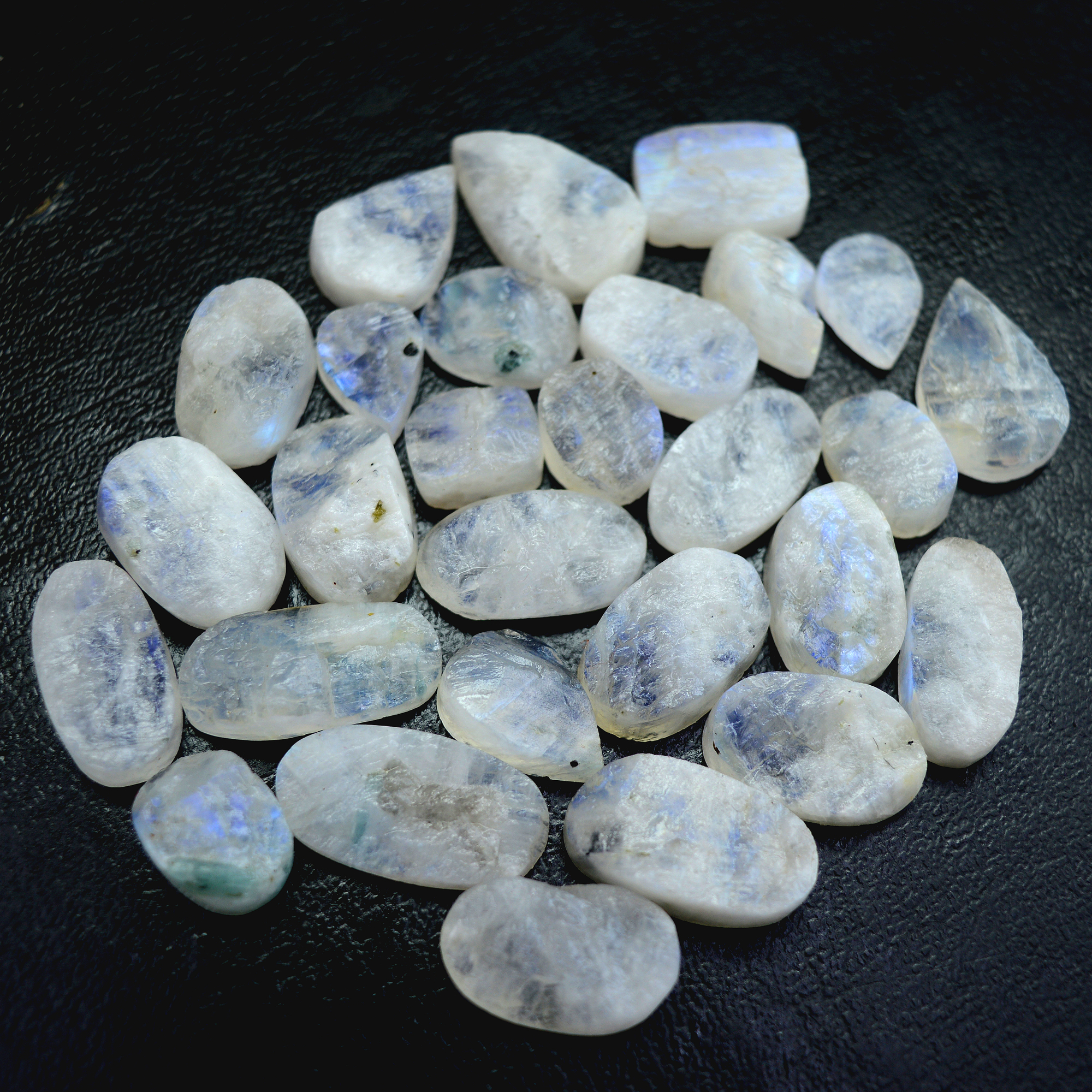 28Pcs 283 Cts Natural Rainbow Moonstone Druzy  Rough Loose Gemstone Lot Size 22x11-13x913406