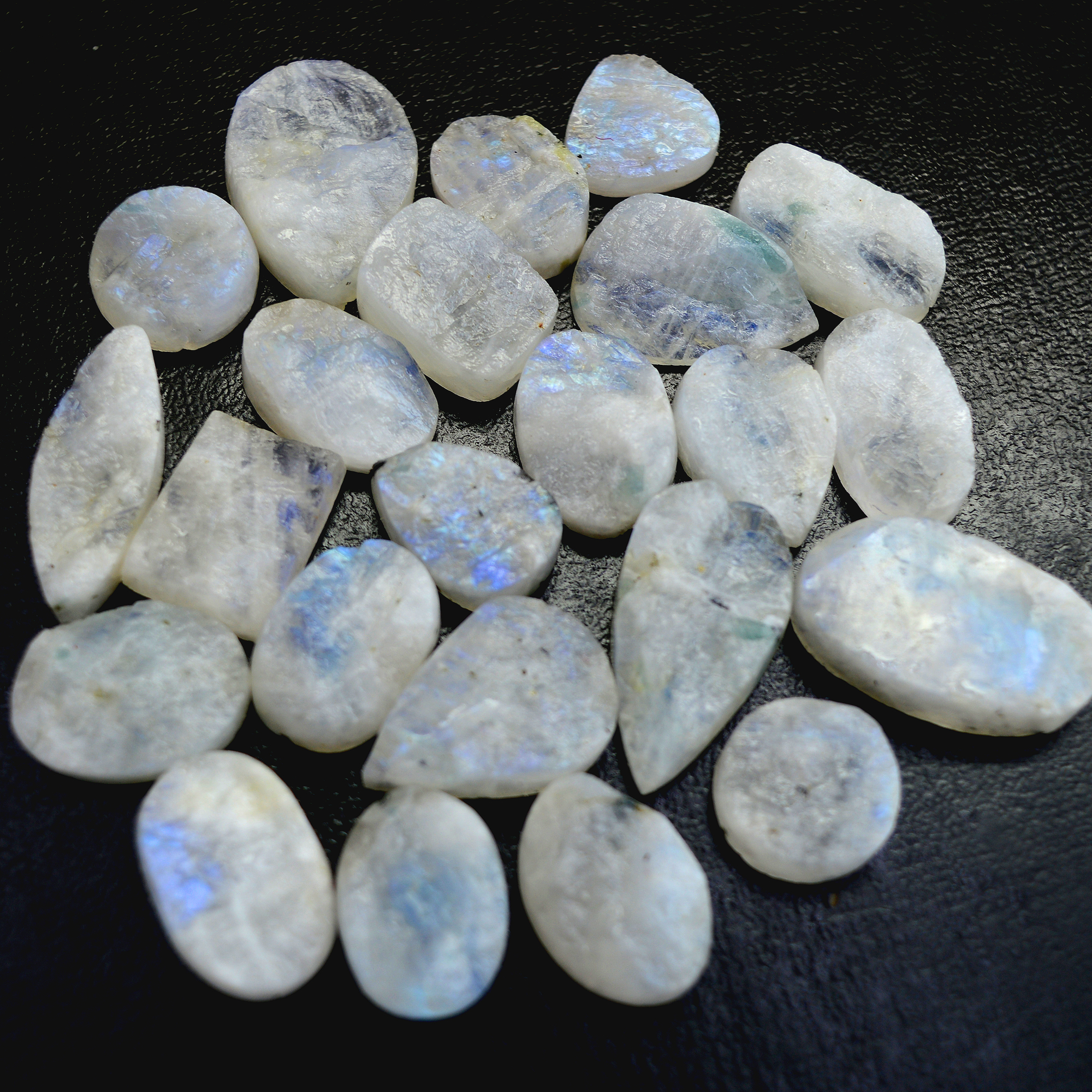 23Pcs 392 Cts Natural Rainbow Moonstone Druzy  Rough Loose Gemstone Lot Size 27x15-15x1513407