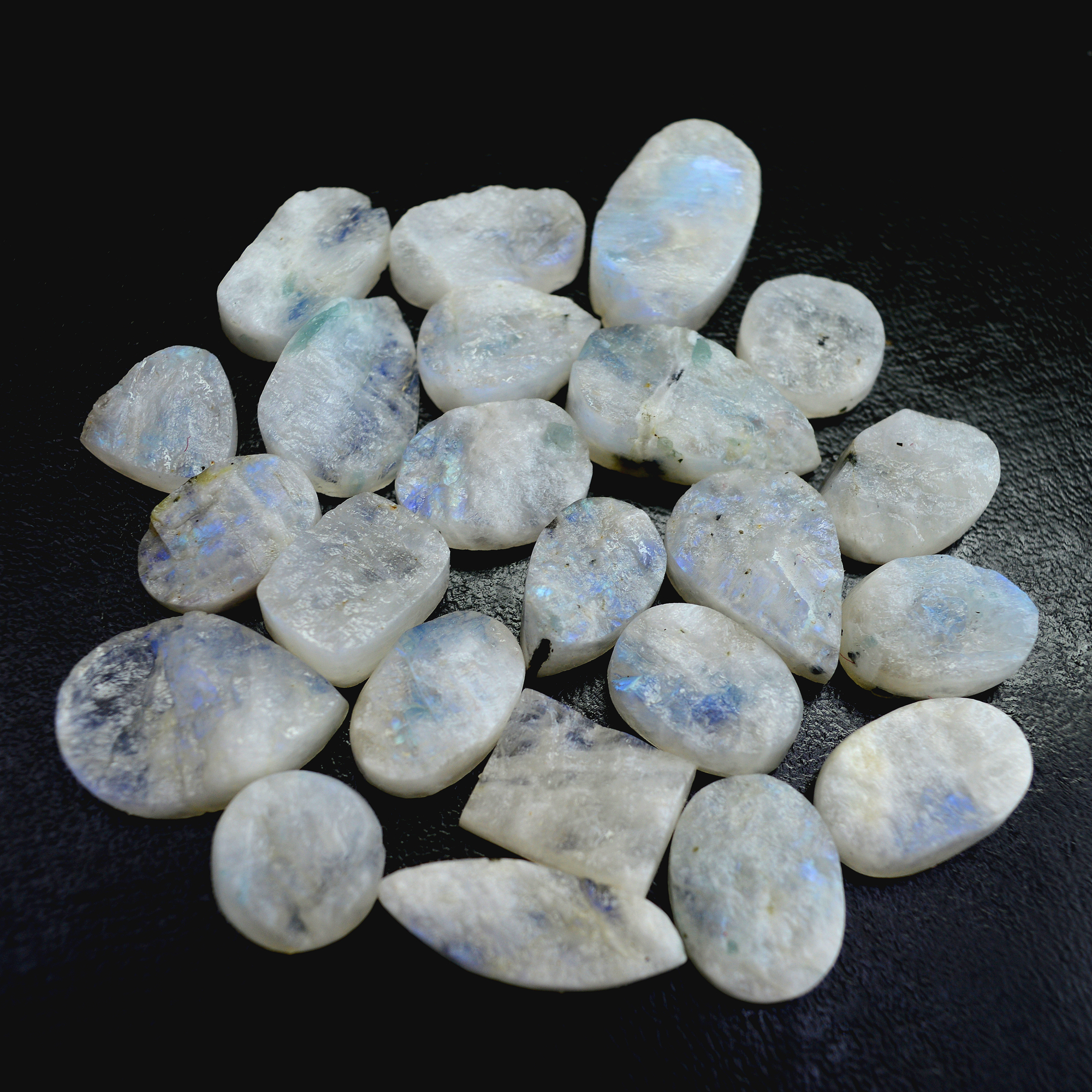 23Pcs 392 Cts Natural Rainbow Moonstone Druzy  Rough Loose Gemstone Lot Size 27x15-15x1513407