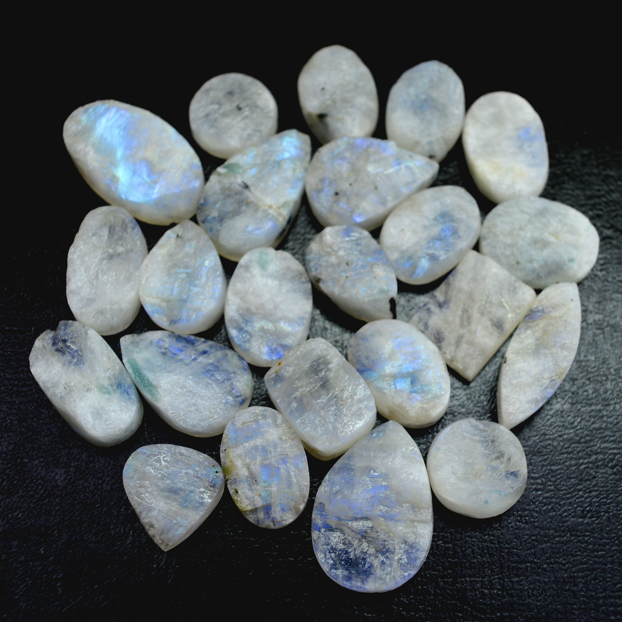 23Pcs 392 Cts Natural Rainbow Moonstone Druzy  Rough Loose Gemstone Lot Size 27x15-15x1513407