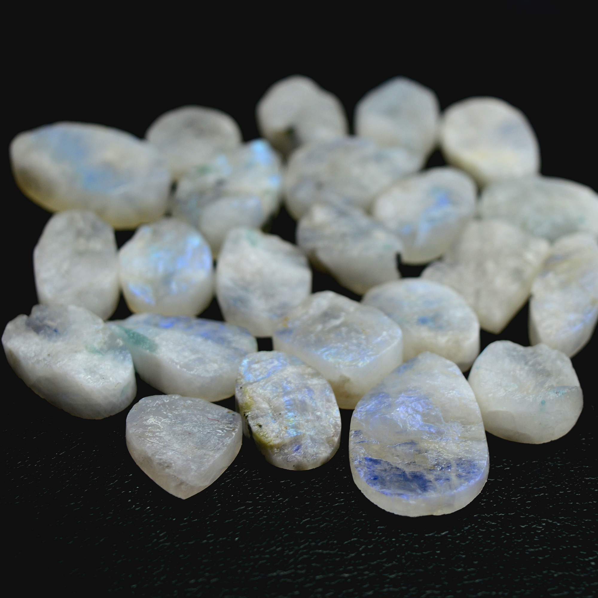 23Pcs 392 Cts Natural Rainbow Moonstone Druzy  Rough Loose Gemstone Lot Size 27x15-15x1513407