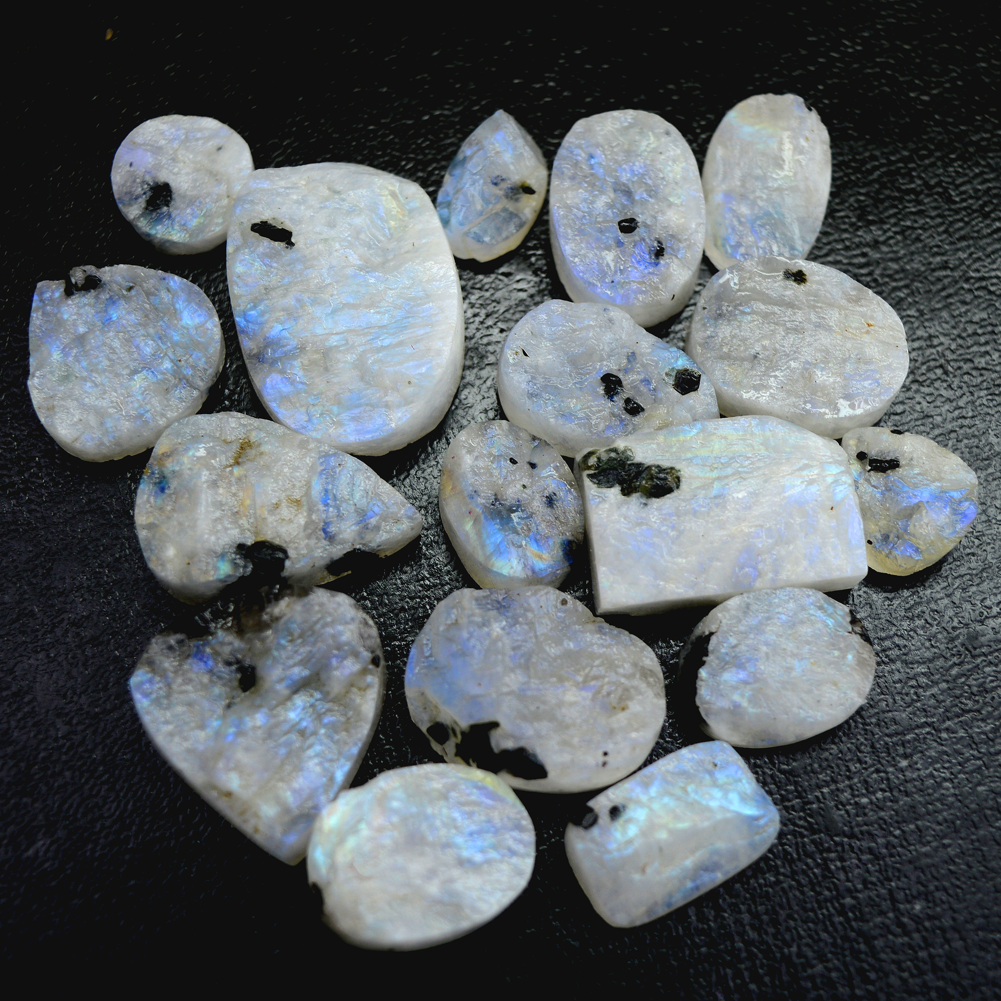 17Pcs 294 Cts Natural Rainbow Moonstone Druzy  Rough Loose Gemstone Lot Size 28x20-13x913408