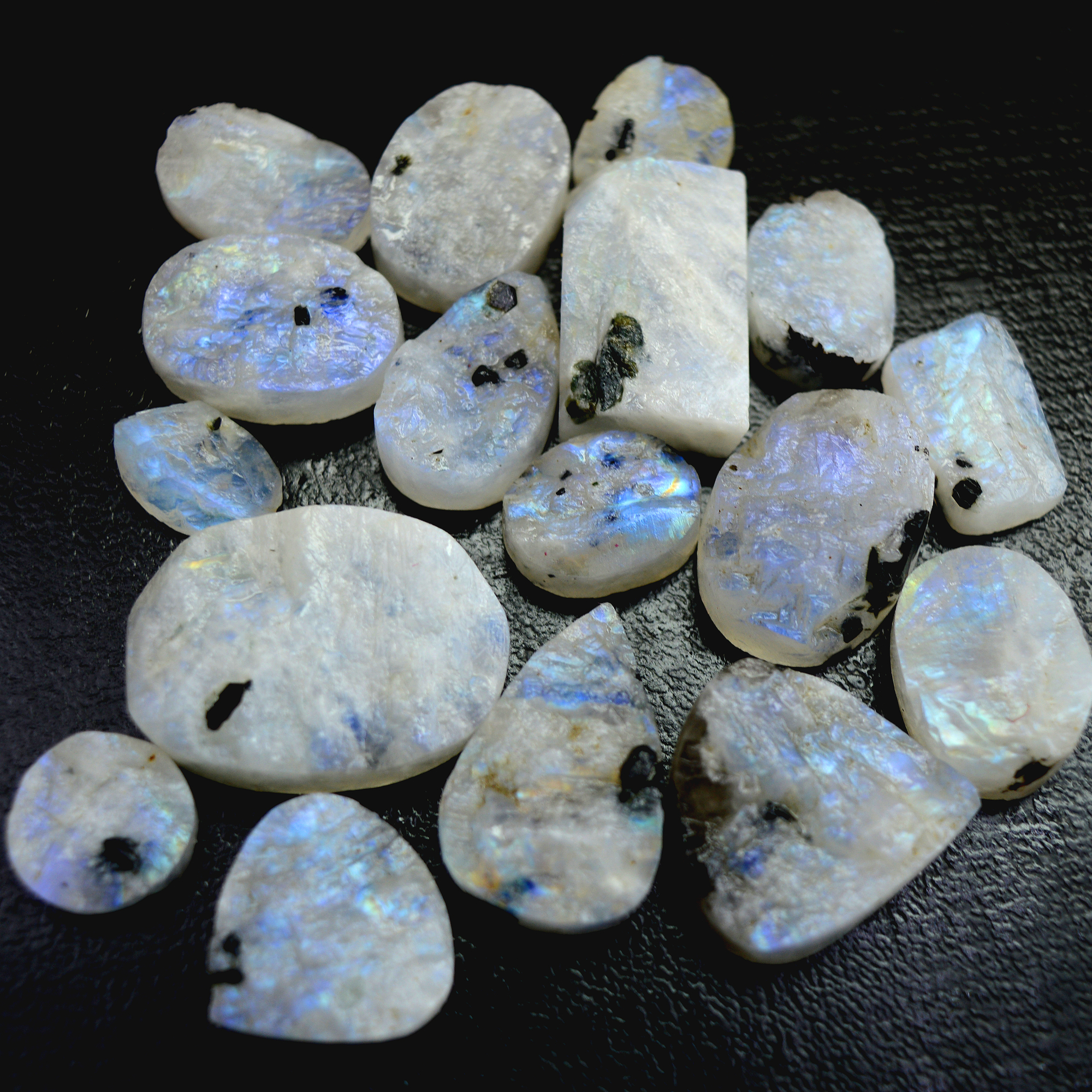 17Pcs 294 Cts Natural Rainbow Moonstone Druzy  Rough Loose Gemstone Lot Size 28x20-13x913408