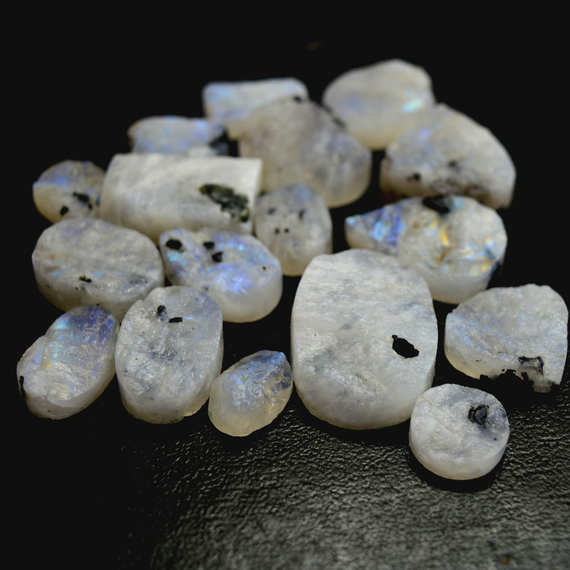 17Pcs 294 Cts Natural Rainbow Moonstone Druzy  Rough Loose Gemstone Lot Size 28x20-13x913408