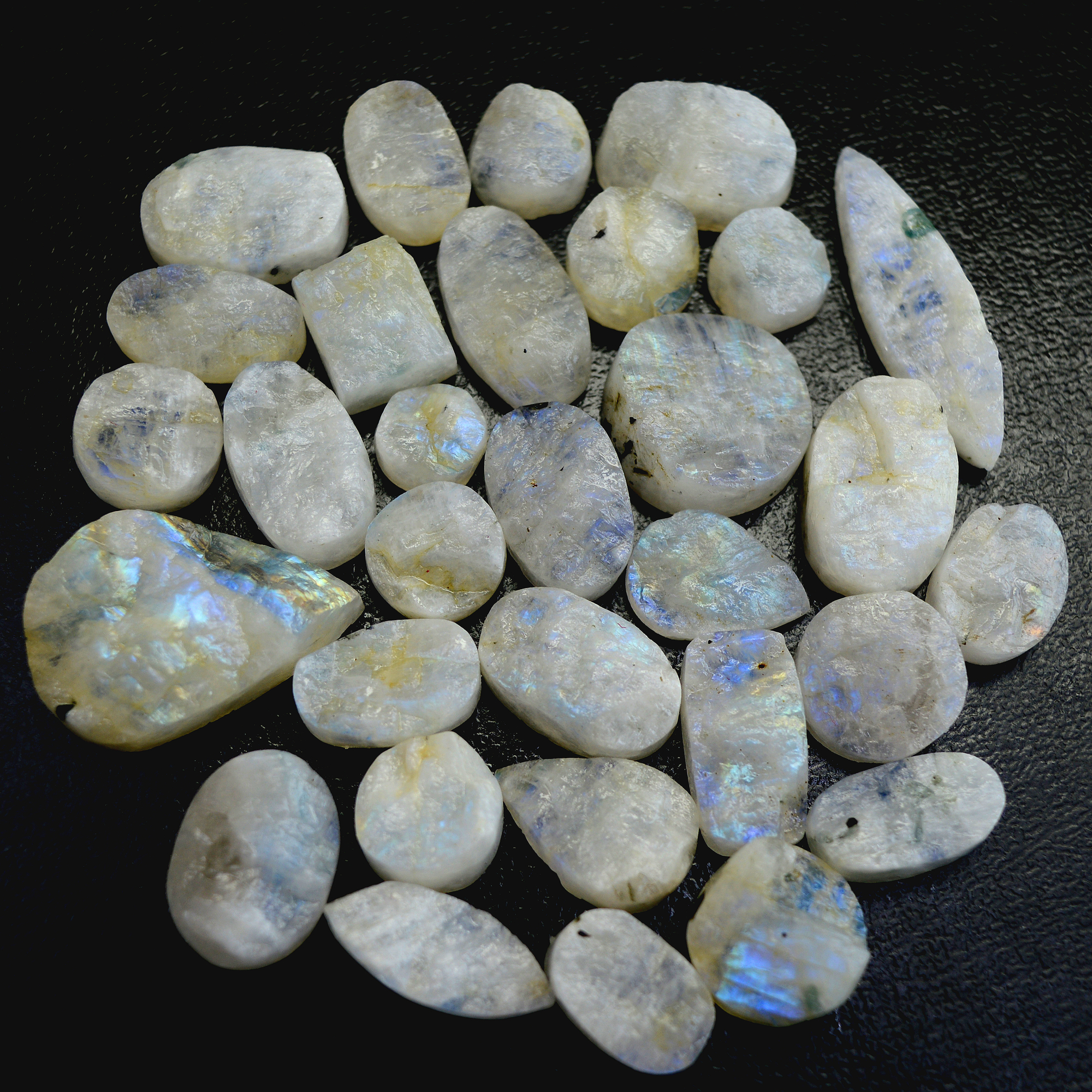 31Pcs 363 Cts Natural Rainbow Moonstone Druzy Rough Loose Gemstone Lot Size 28x20-9x913409