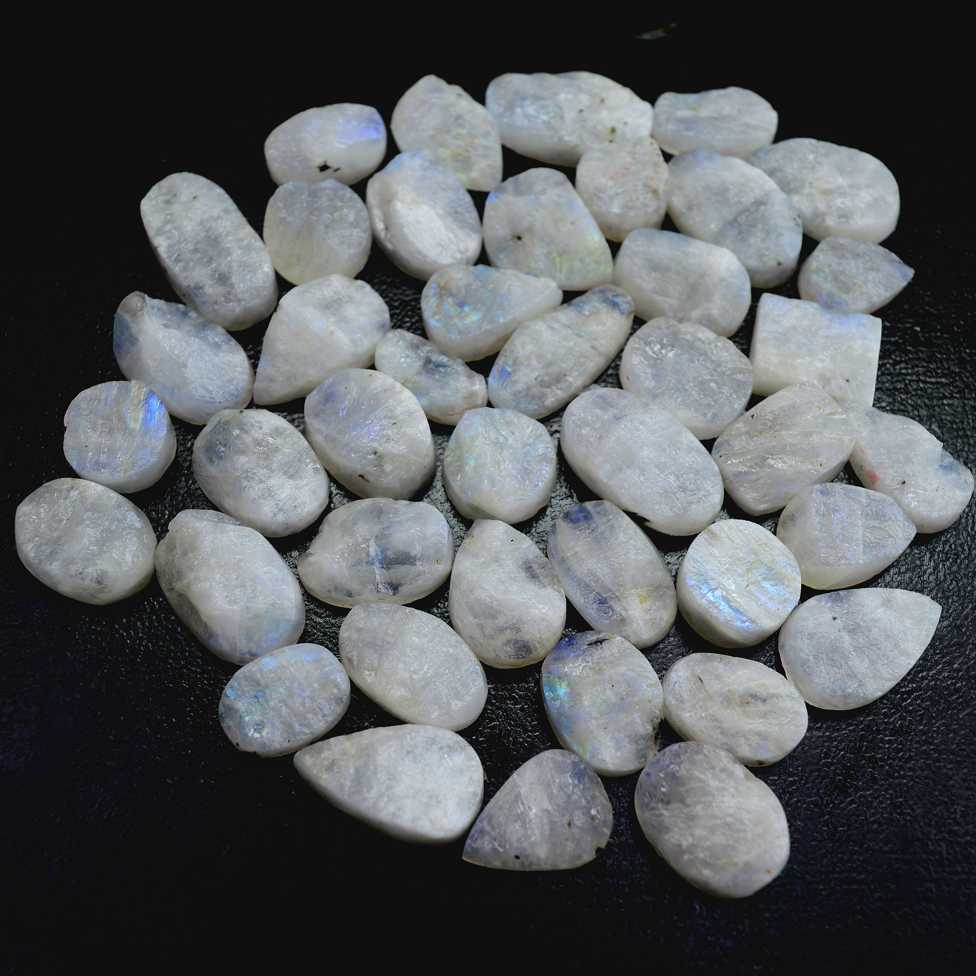 42Pcs 457 Cts Natural Rainbow Moonstone Druzy Rough Loose Gemstone Lot Size 21x12-14x1213410