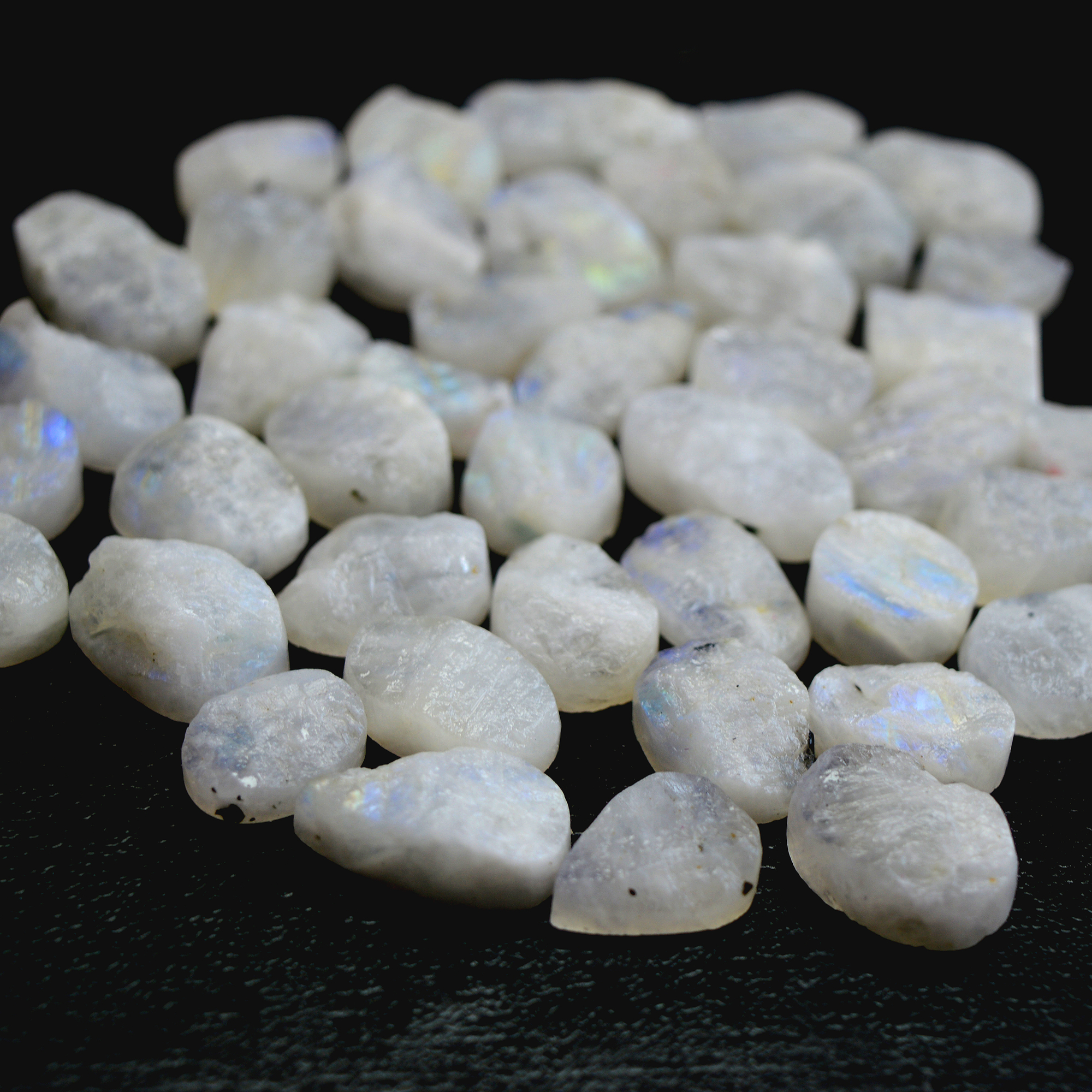 42Pcs 457 Cts Natural Rainbow Moonstone Druzy Rough Loose Gemstone Lot Size 21x12-14x1213410