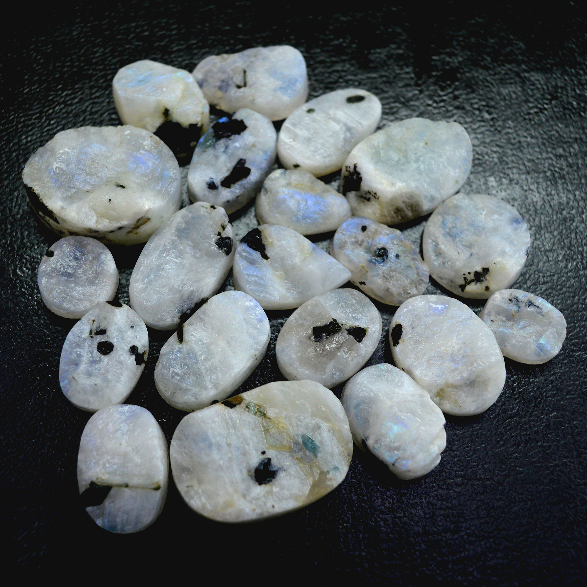 21Pcs 286 Cts Natural Rainbow Moonstone Druzy Rough Loose Gemstone Lot Size23x17-12x913411