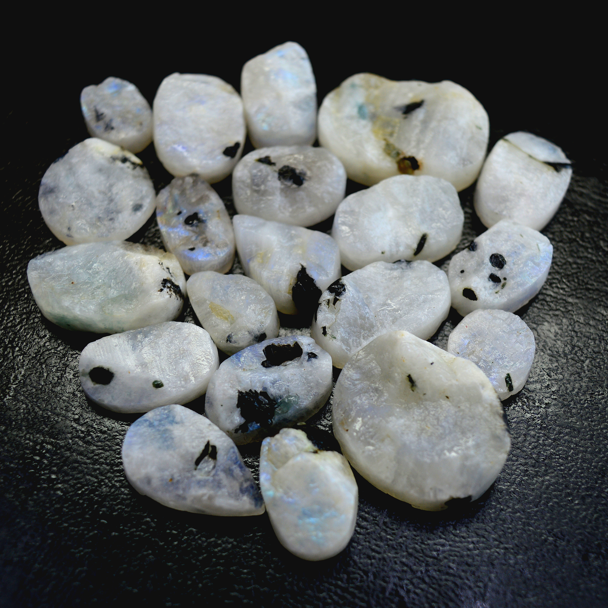 21Pcs 286 Cts Natural Rainbow Moonstone Druzy Rough Loose Gemstone Lot Size23x17-12x913411