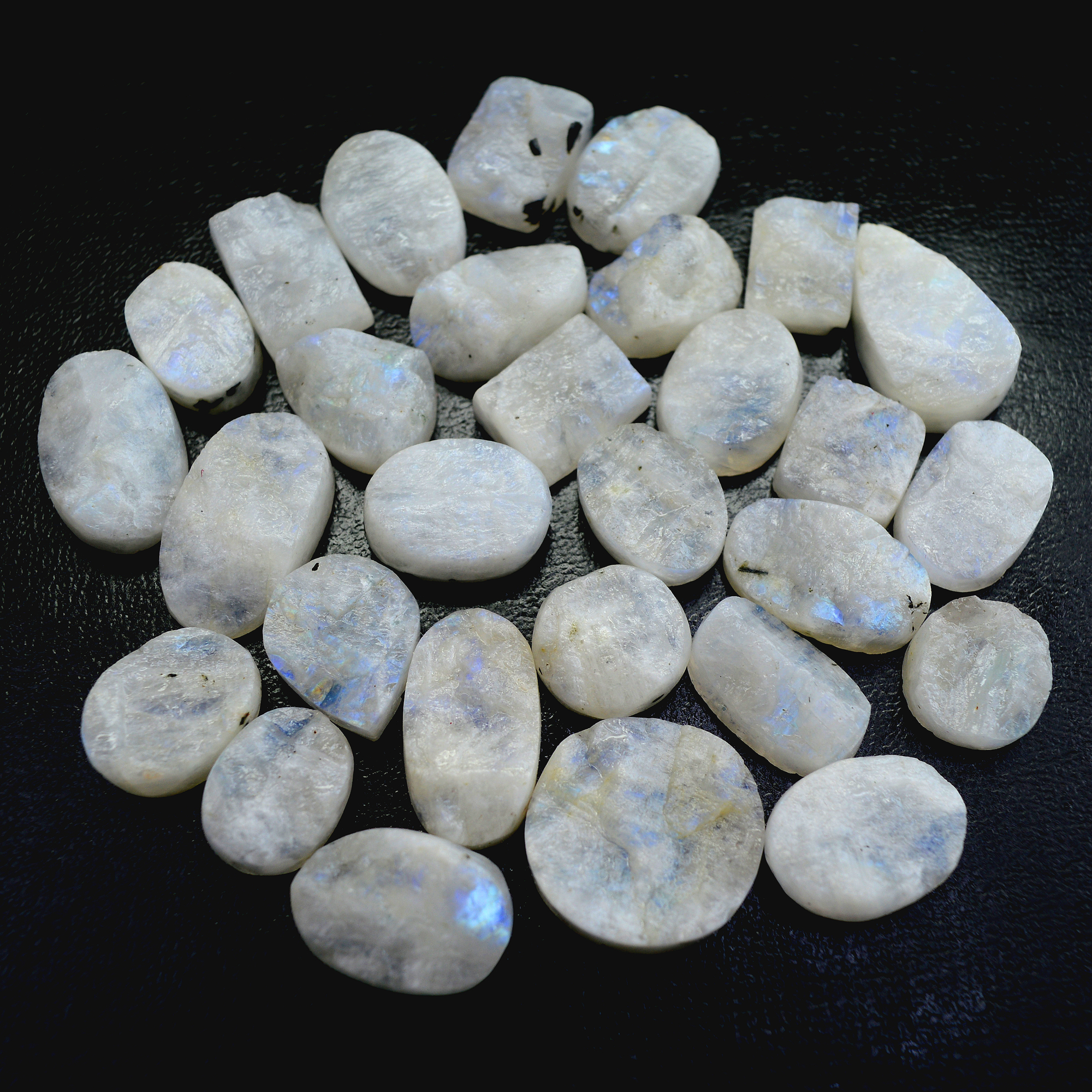 19Pcs 474 Cts Natural Rainbow Moonstone Druzy Rough Loose Gemstone Lot Size 22x22-16x1213412