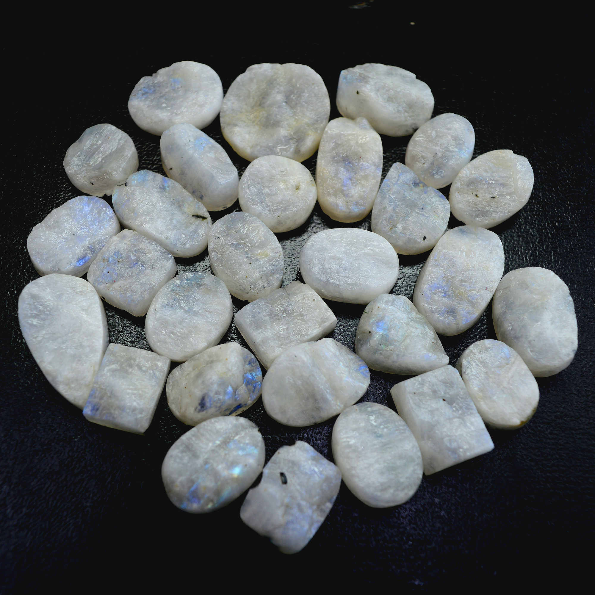 19Pcs 474 Cts Natural Rainbow Moonstone Druzy Rough Loose Gemstone Lot Size 22x22-16x1213412