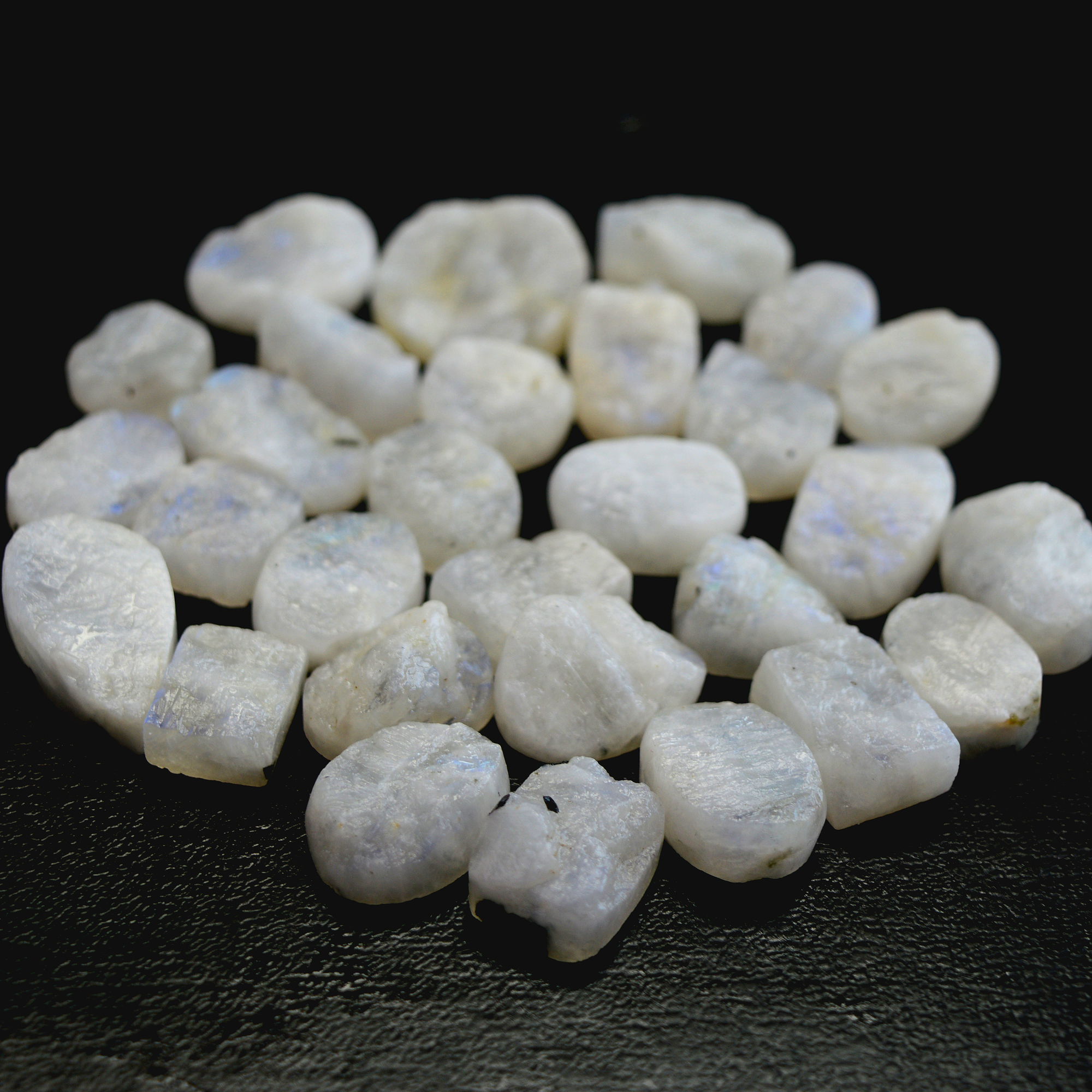 19Pcs 474 Cts Natural Rainbow Moonstone Druzy Rough Loose Gemstone Lot Size 22x22-16x1213412