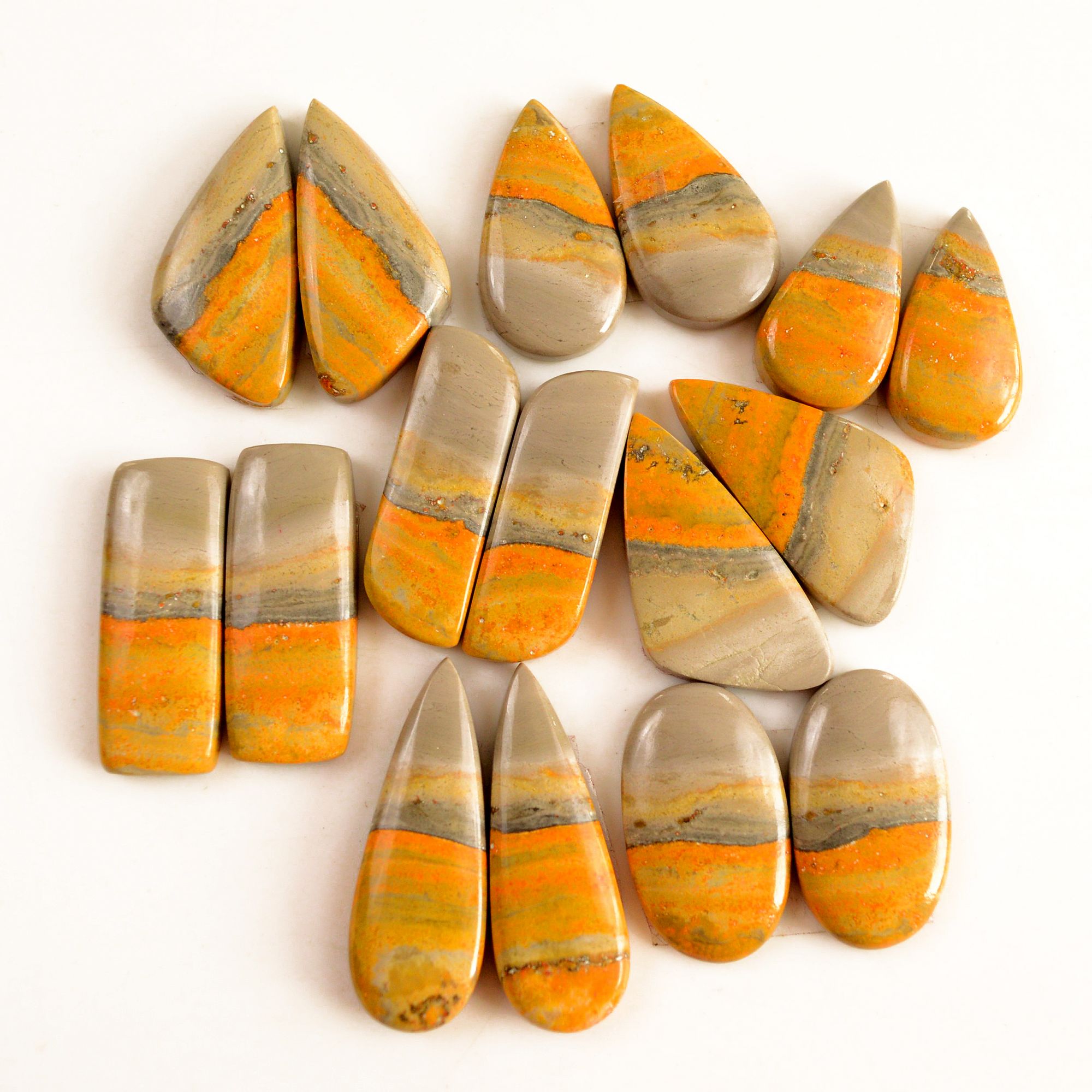 8 Pair 208 Cts Natural Bumble Bee Jasper Pairs Lot Natural Gemstone Lot For Jewelry Making Gift For Mom 31x11-22x11mm 13430