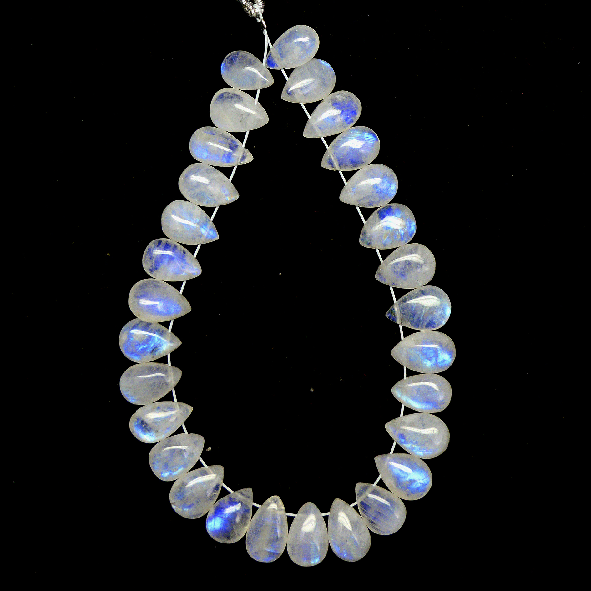 29Pcs 63Cts Natural Rainbow Moonstone Briolettes Side Drill Loose Gemstone Pear Cabochon Wholesaler Gemstone Gift For Her 8x5-10x5mm13563