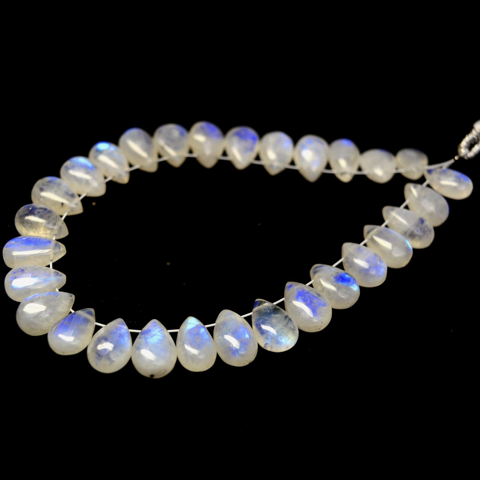 29Pcs 63Cts Natural Rainbow Moonstone Briolettes Side Drill Loose Gemstone Pear Cabochon Wholesaler Gemstone Gift For Her 8x5-10x5mm13563