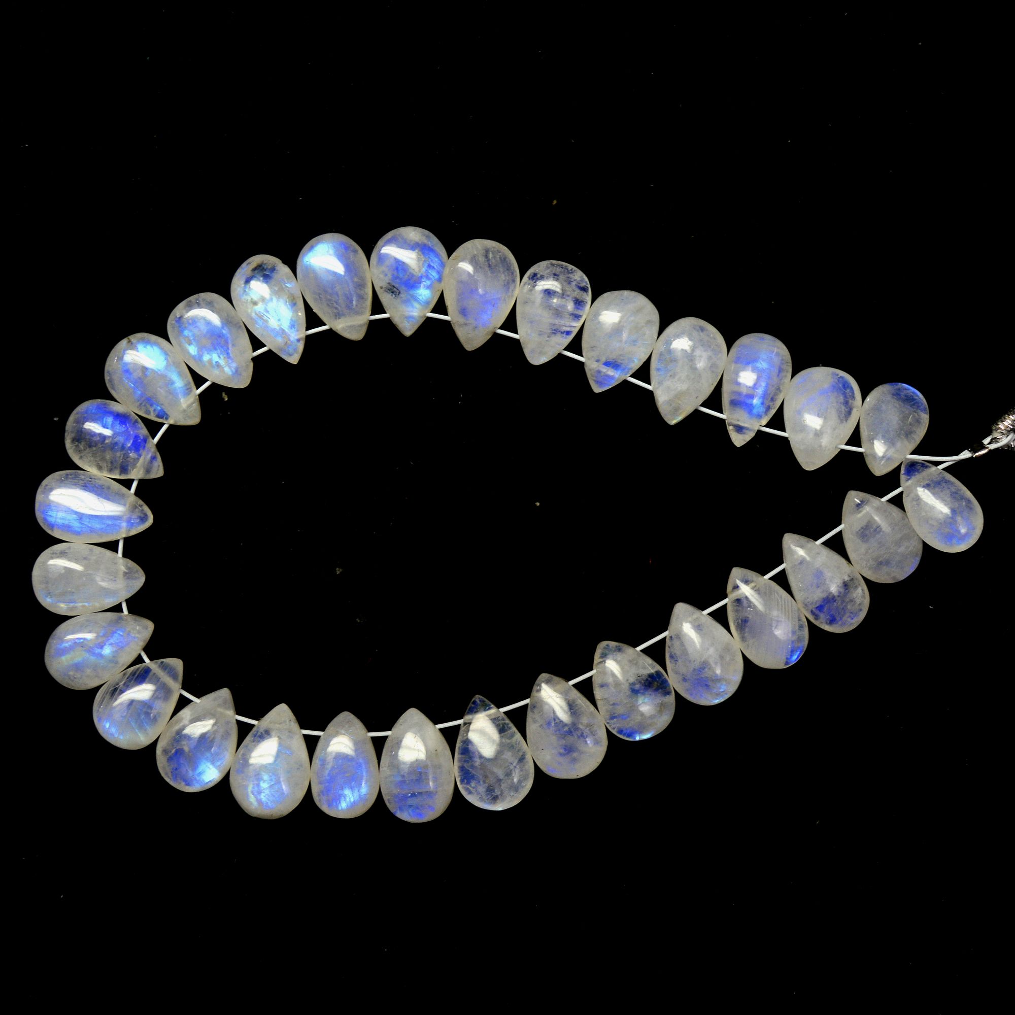 29Pcs 63Cts Natural Rainbow Moonstone Briolettes Side Drill Loose Gemstone Pear Cabochon Wholesaler Gemstone Gift For Her 8x5-10x5mm13563