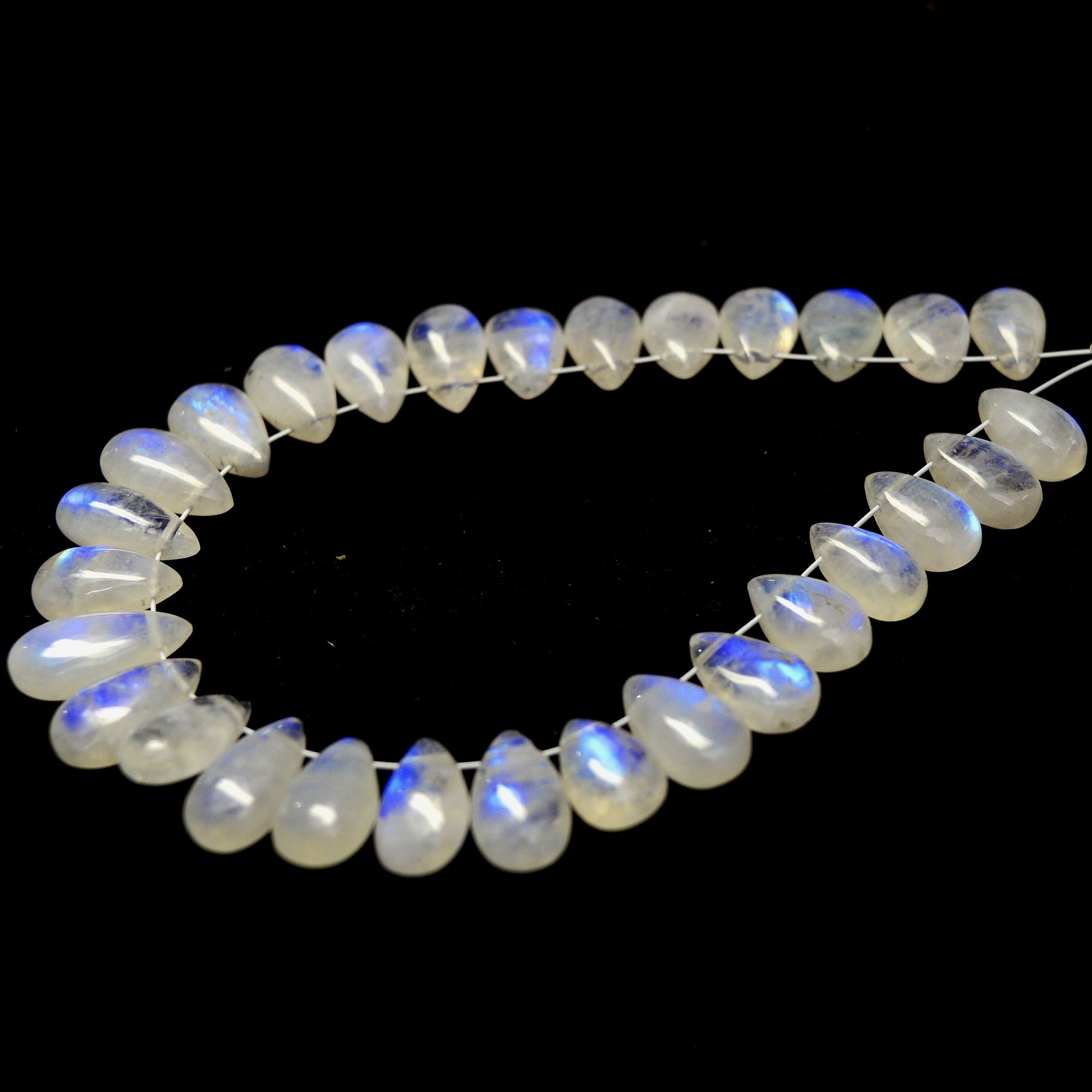 29Pcs 70Cts Natural Rainbow Moonstone Briolette AAA Quality Side Drill Loose Gemstone Cabochon Gift For Her DIY Supplies 9x6-13x6mm13575