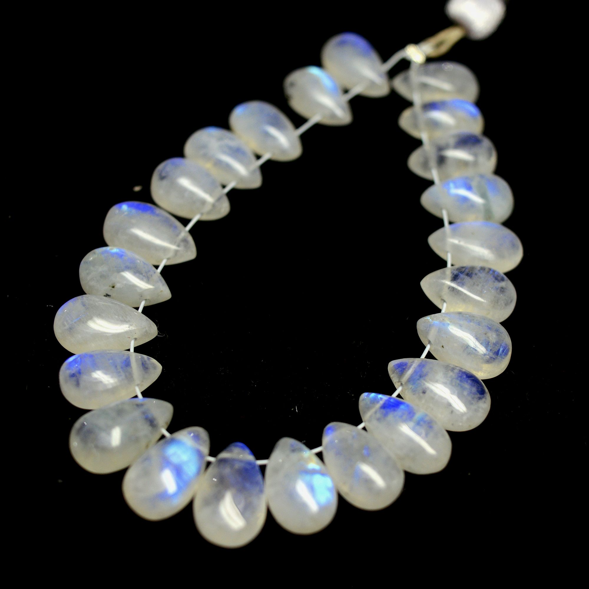 23Pcs 53Cts Natural Rainbow Moonstone Briolette AAA Quality Side Drill Loose Gemstone Cabochon Gift For Her DIY Supplies 9x5-11x6mm13578