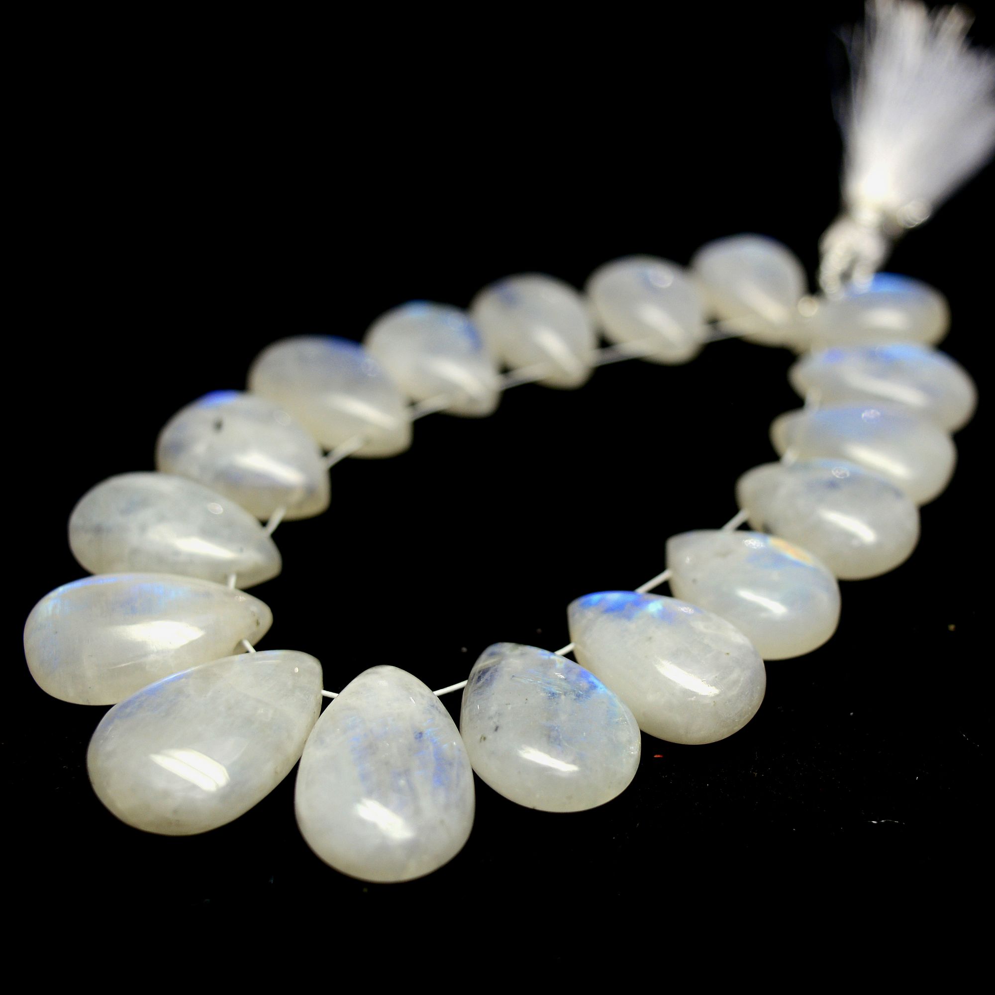 17Pcs 157Cts Natural Rainbow Moonstone Briolette AAA Quality Side Drill Loose Gemstone Cabochon Gift For Her DIY Supplies 14x9-20x12mm13582