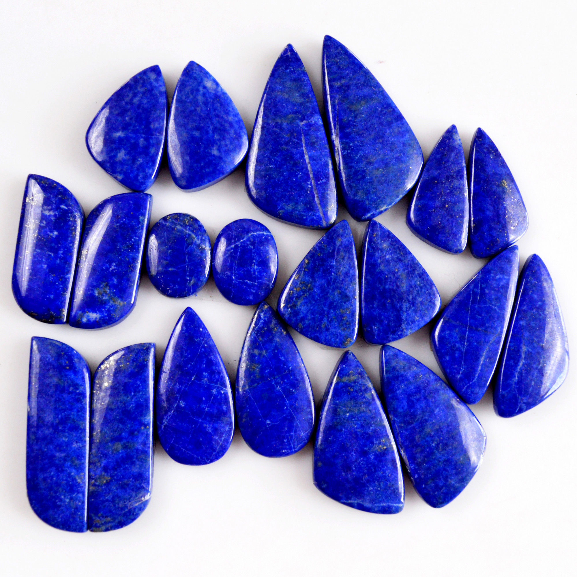 10 Pair 242 Cts Natural Lapis Lazuli Cabochon Gemstone Pairs 13x10-30x14mm 13680