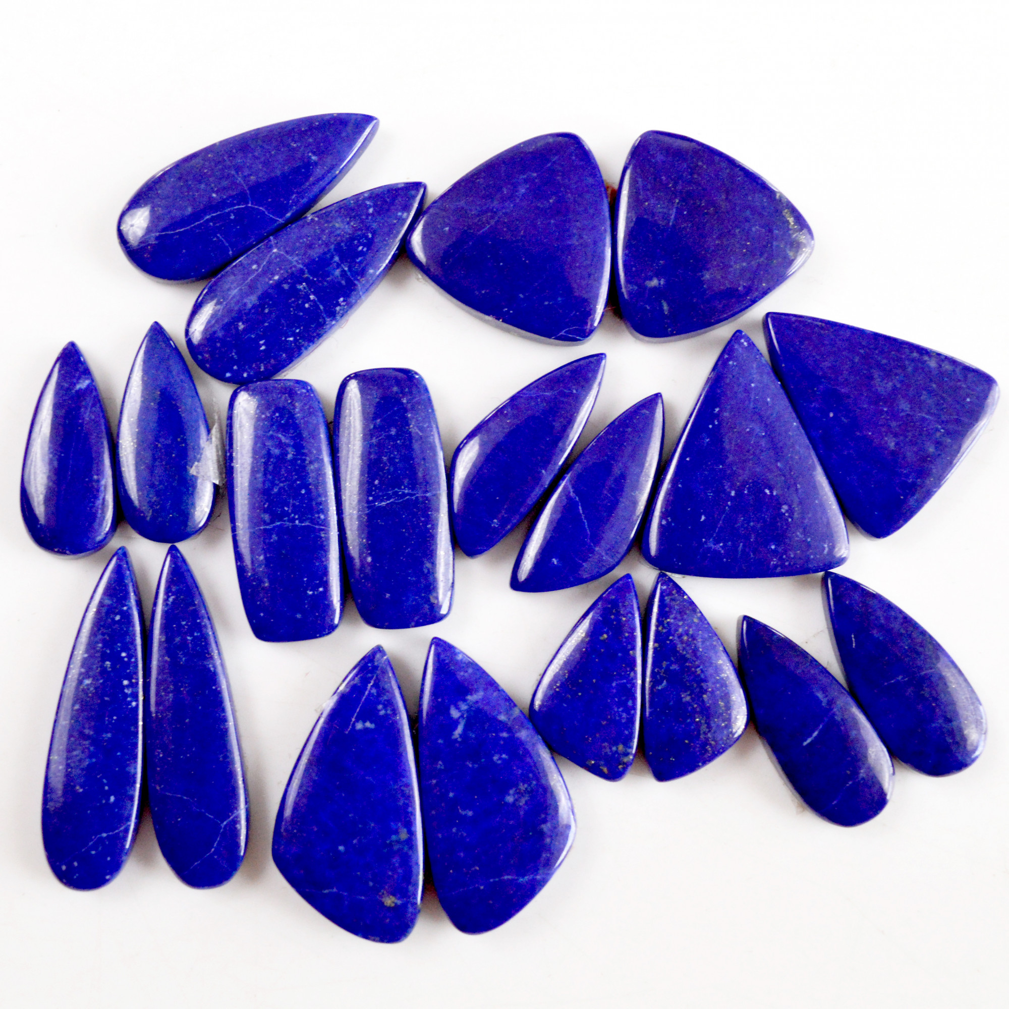 10 Pair 186 Cts Natural Lapis Lazuli Cabochon Gemstone Pairs 17x8-24x12mm 13681