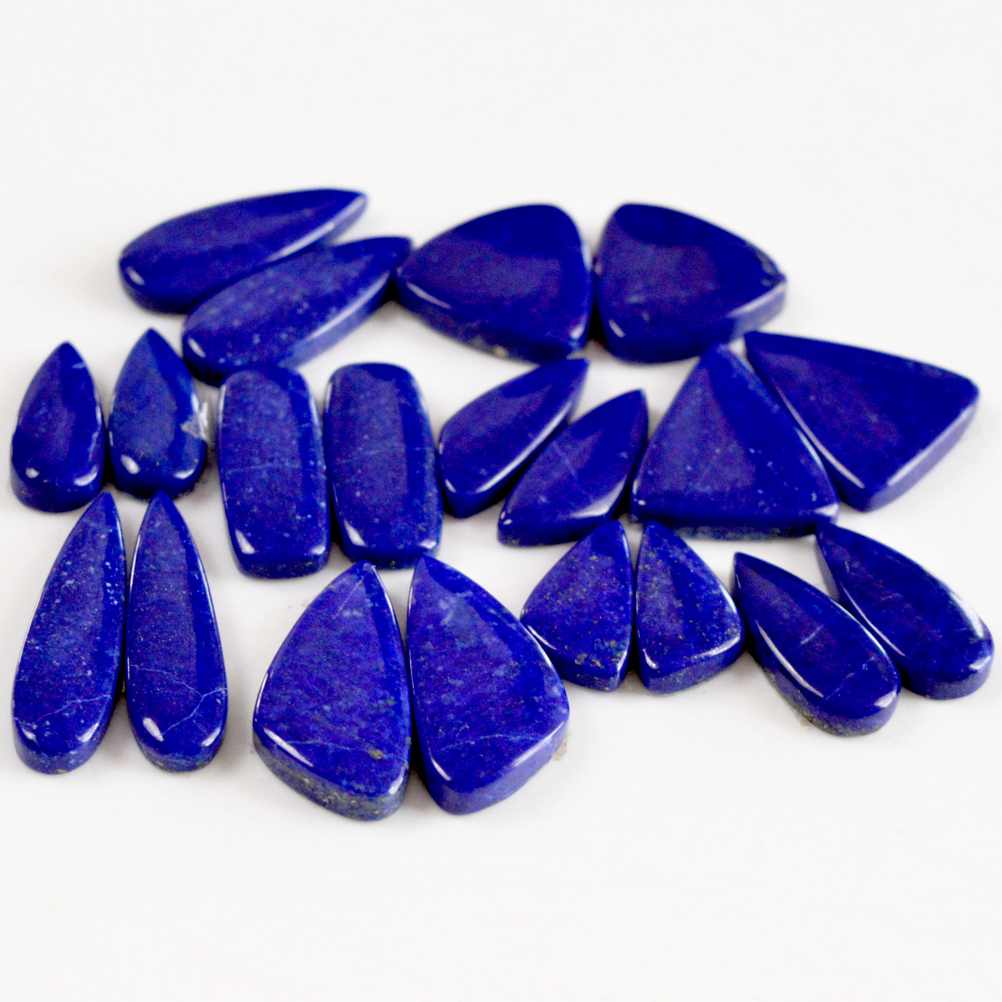 10 Pair 186 Cts Natural Lapis Lazuli Cabochon Gemstone Pairs 17x8-24x12mm 13681