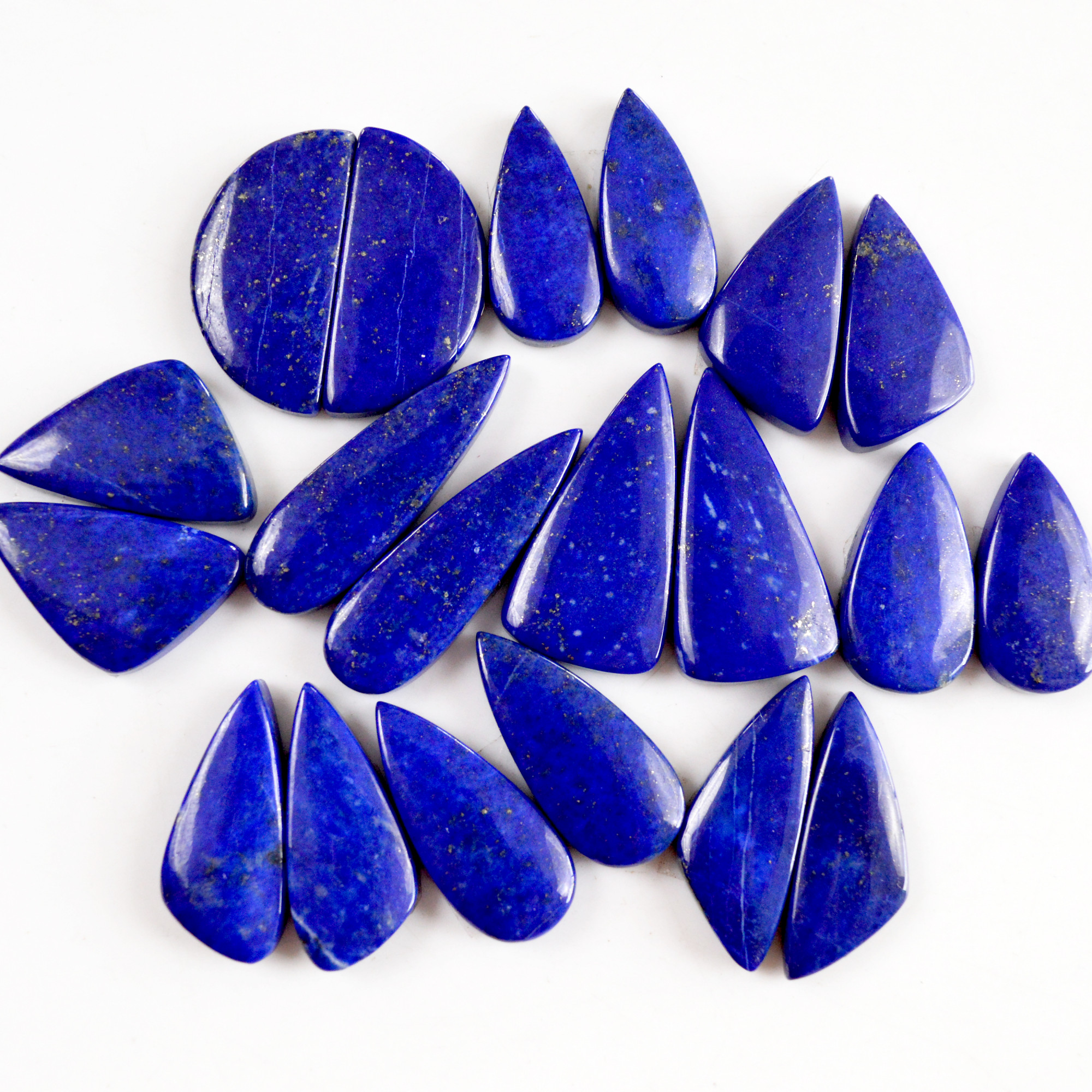 10 Pair 194 Cts Natural Lapis Lazuli Cabochon Gemstone Pairs 20x10-26x13mm 13685