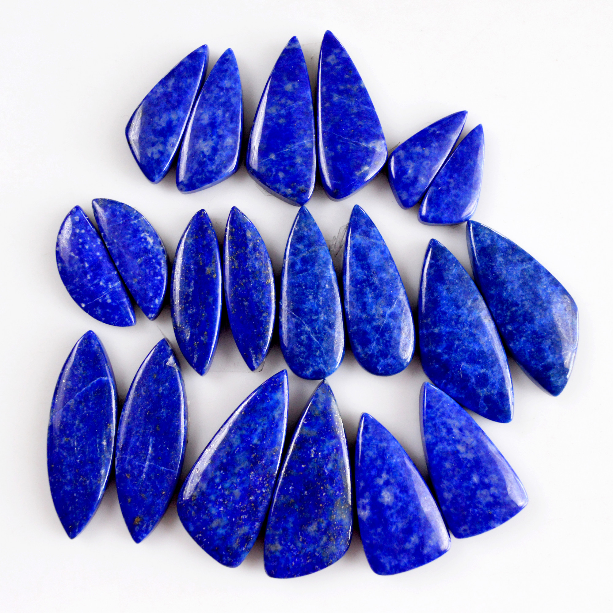 10 Pair 214 Cts Natural Lapis Lazuli Cabochon Gemstone Pairs 17x7-30x12mm 13686