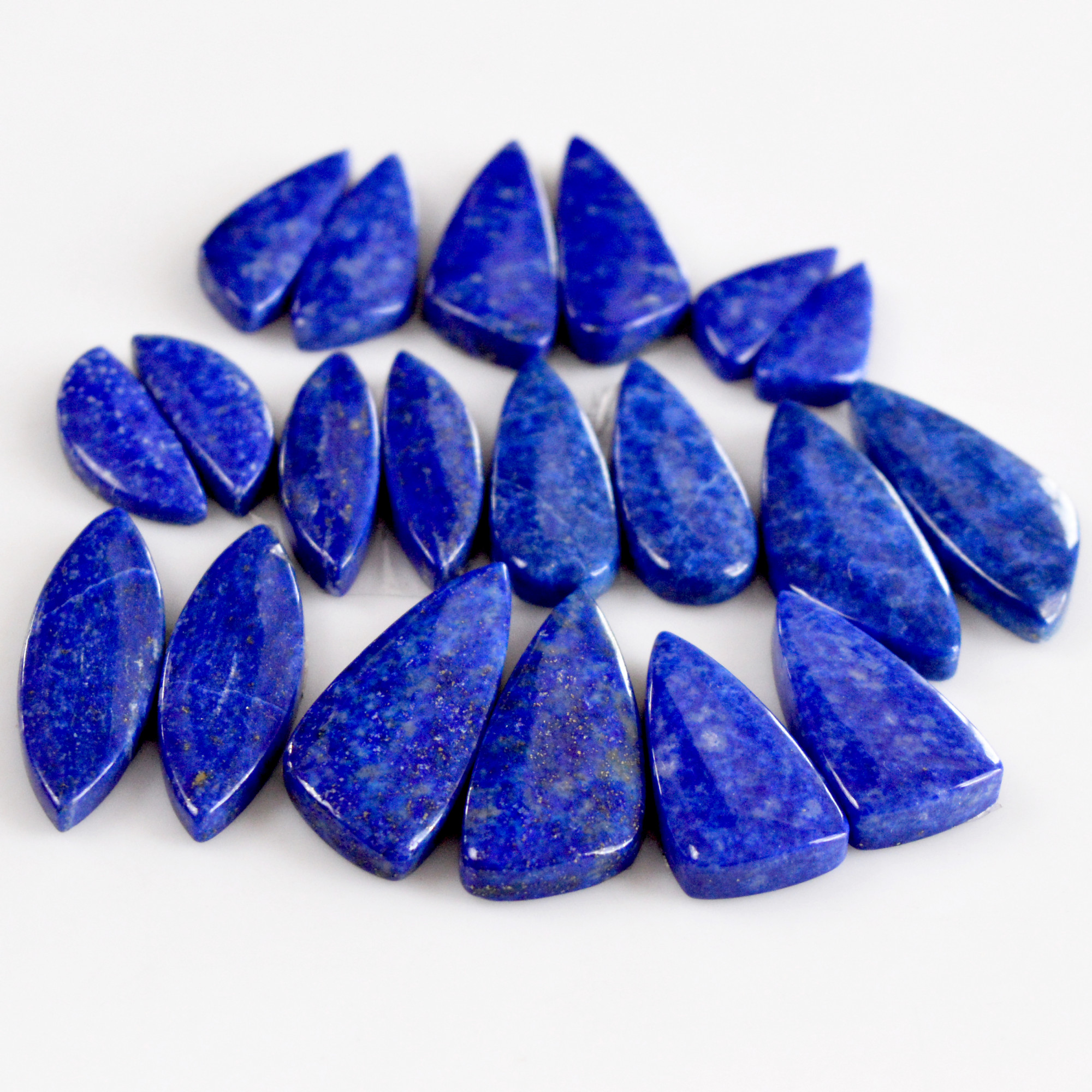 10 Pair 214 Cts Natural Lapis Lazuli Cabochon Gemstone Pairs 17x7-30x12mm 13686