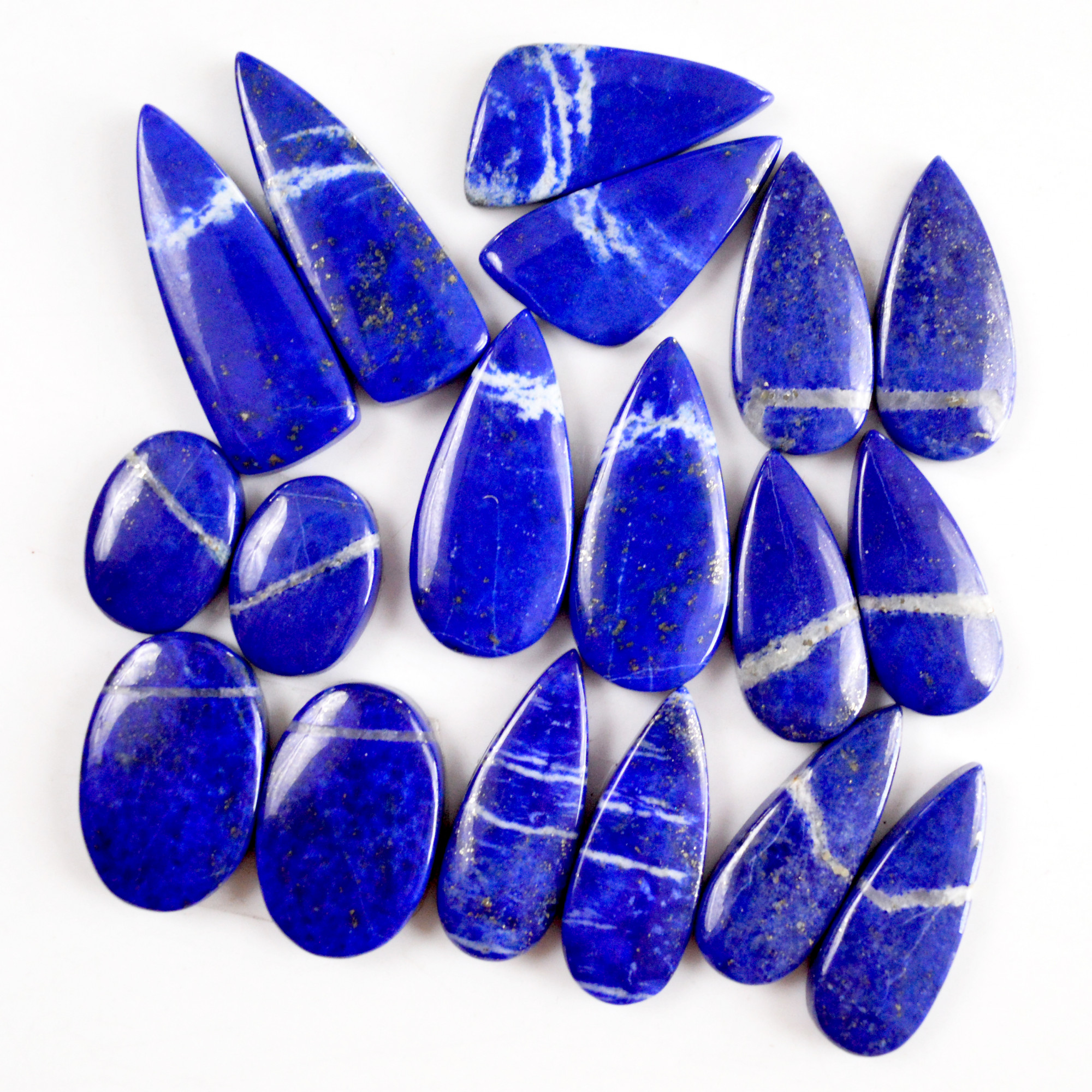 9 Pair 197 Cts Natural Lapis Lazuli Cabochon Gemstone Pairs 13x9-28x15mm 13687