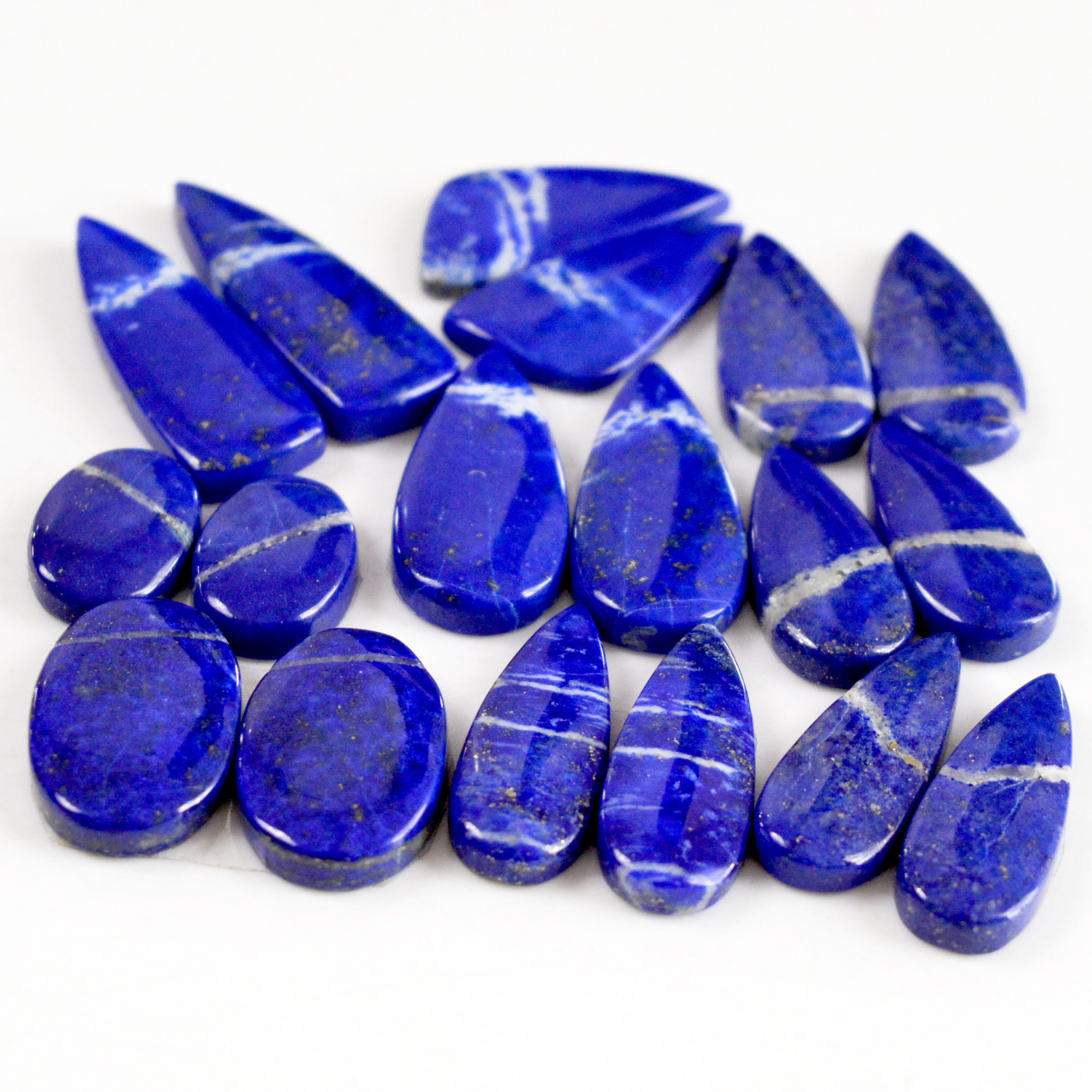 9 Pair 197 Cts Natural Lapis Lazuli Cabochon Gemstone Pairs 13x9-28x15mm 13687