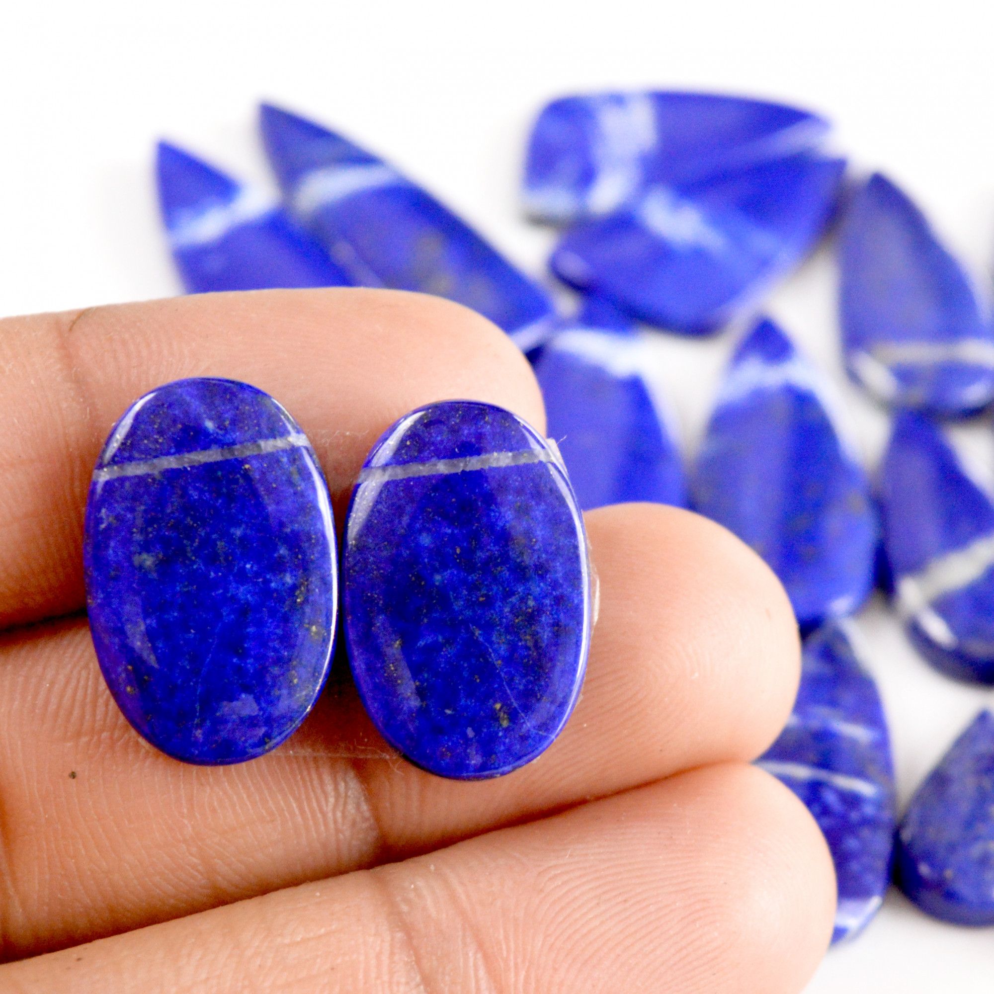 9 Pair 197 Cts Natural Lapis Lazuli Cabochon Gemstone Pairs 13x9-28x15mm 13687