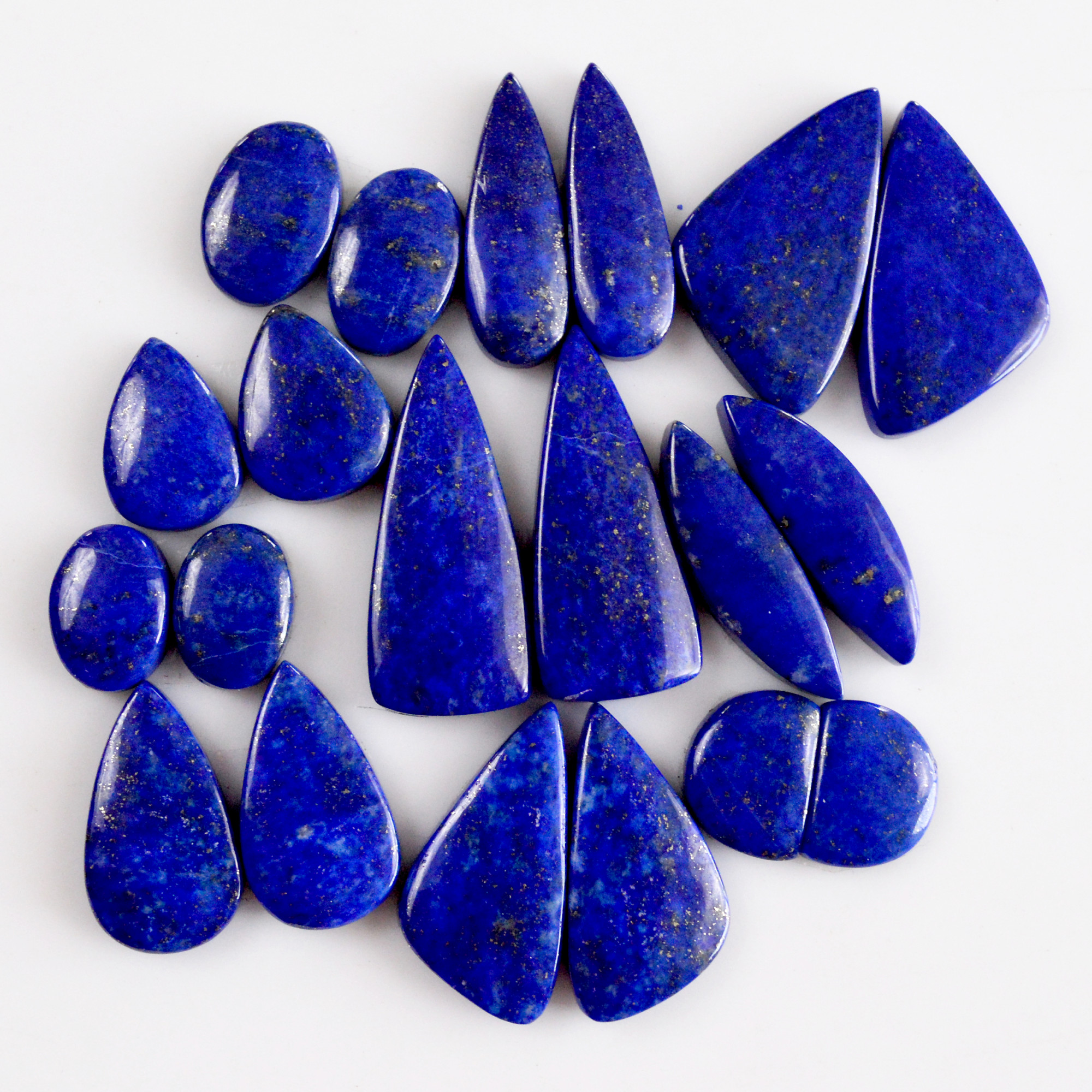 10 Pair 193 Cts Natural Lapis Lazuli Cabochon Gemstone Pairs 13x9-28x15mm 13688