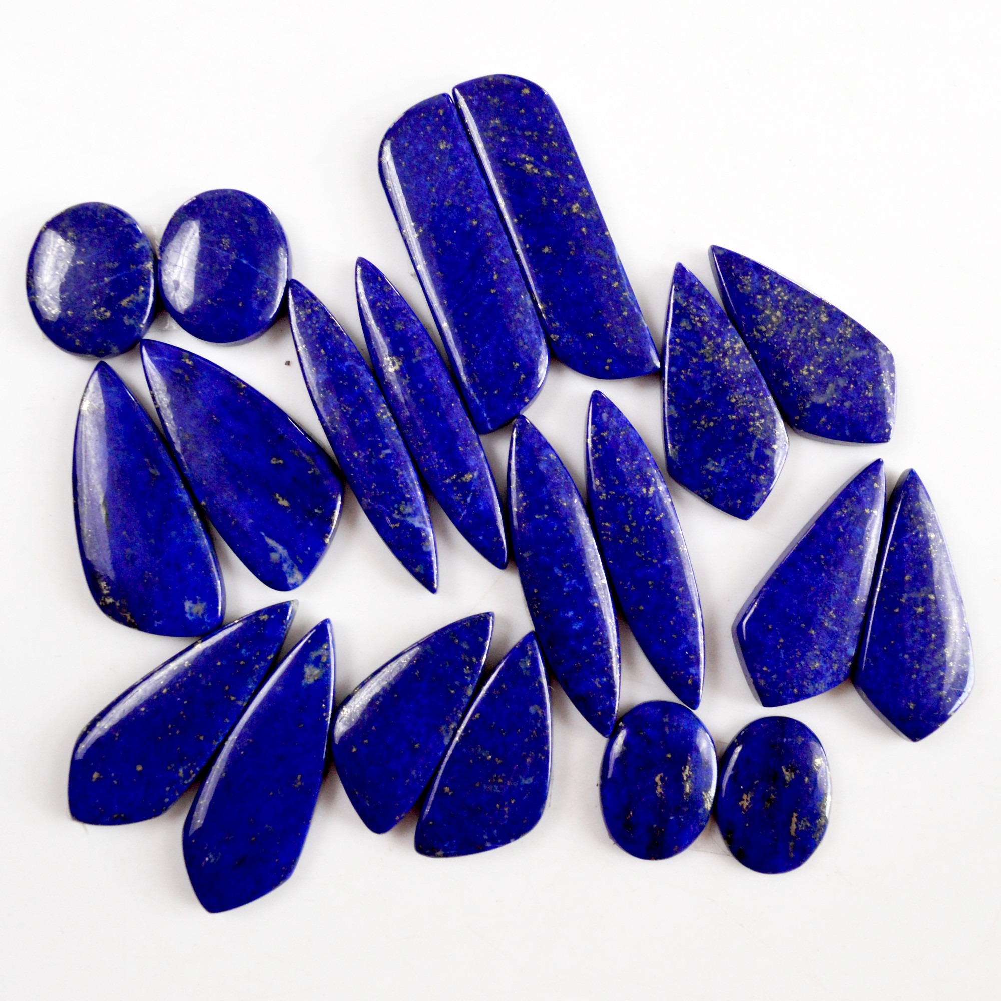 10 Pair 249 Cts Natural Lapis Lazuli Cabochon Gemstone Pairs 16x12-37x10mm 13691