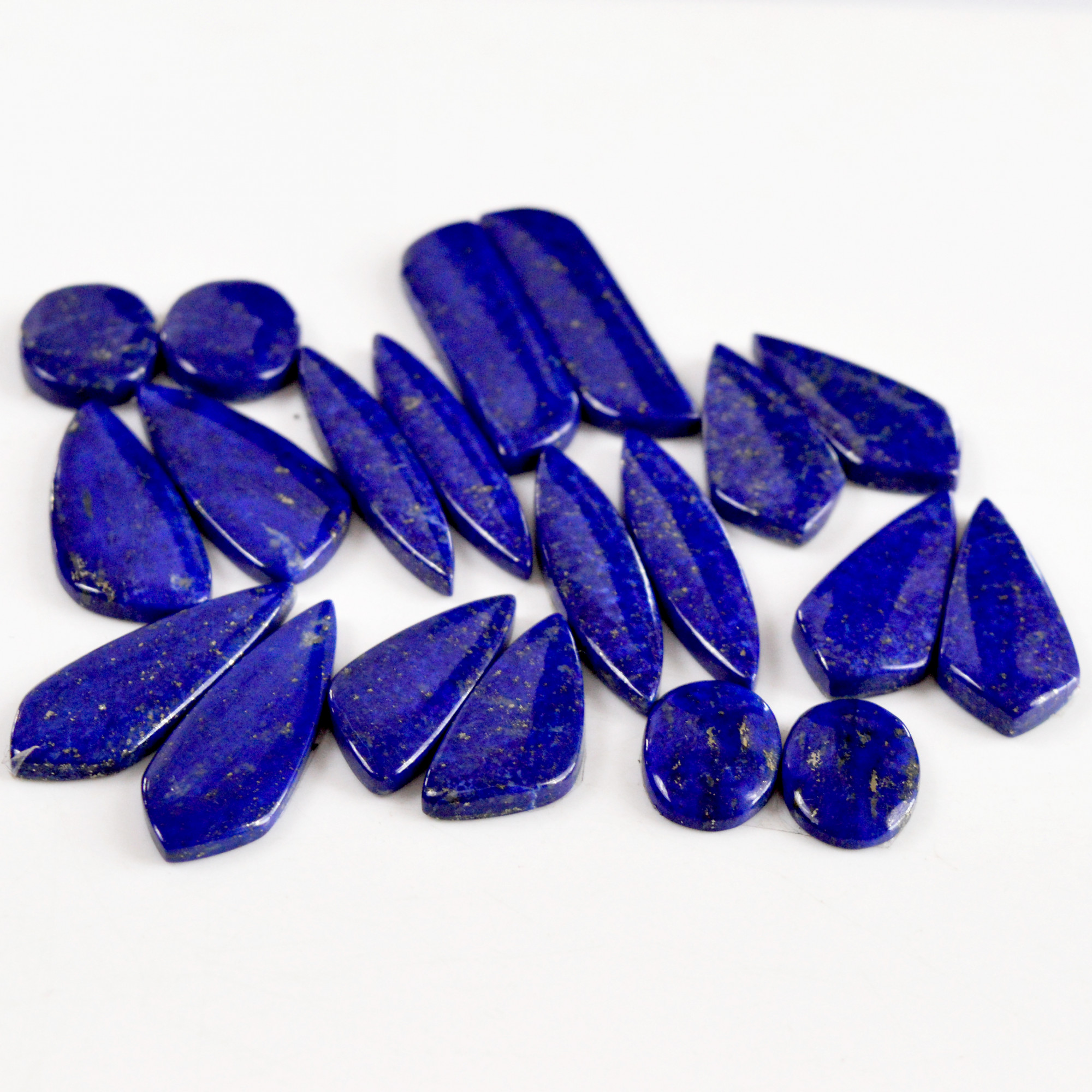 10 Pair 249 Cts Natural Lapis Lazuli Cabochon Gemstone Pairs 16x12-37x10mm 13691