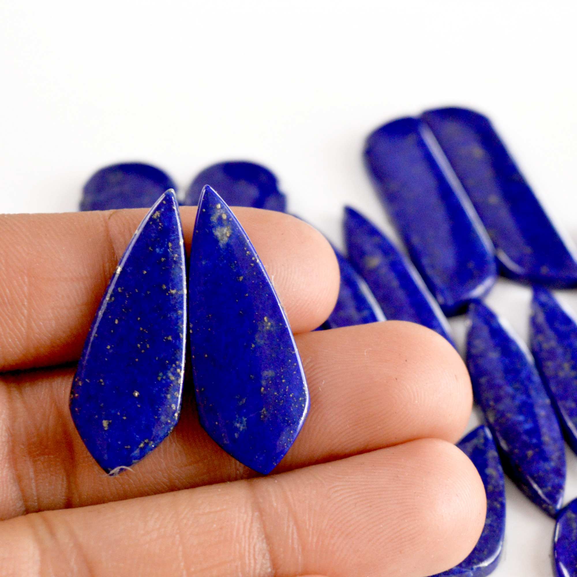 10 Pair 249 Cts Natural Lapis Lazuli Cabochon Gemstone Pairs 16x12-37x10mm 13691