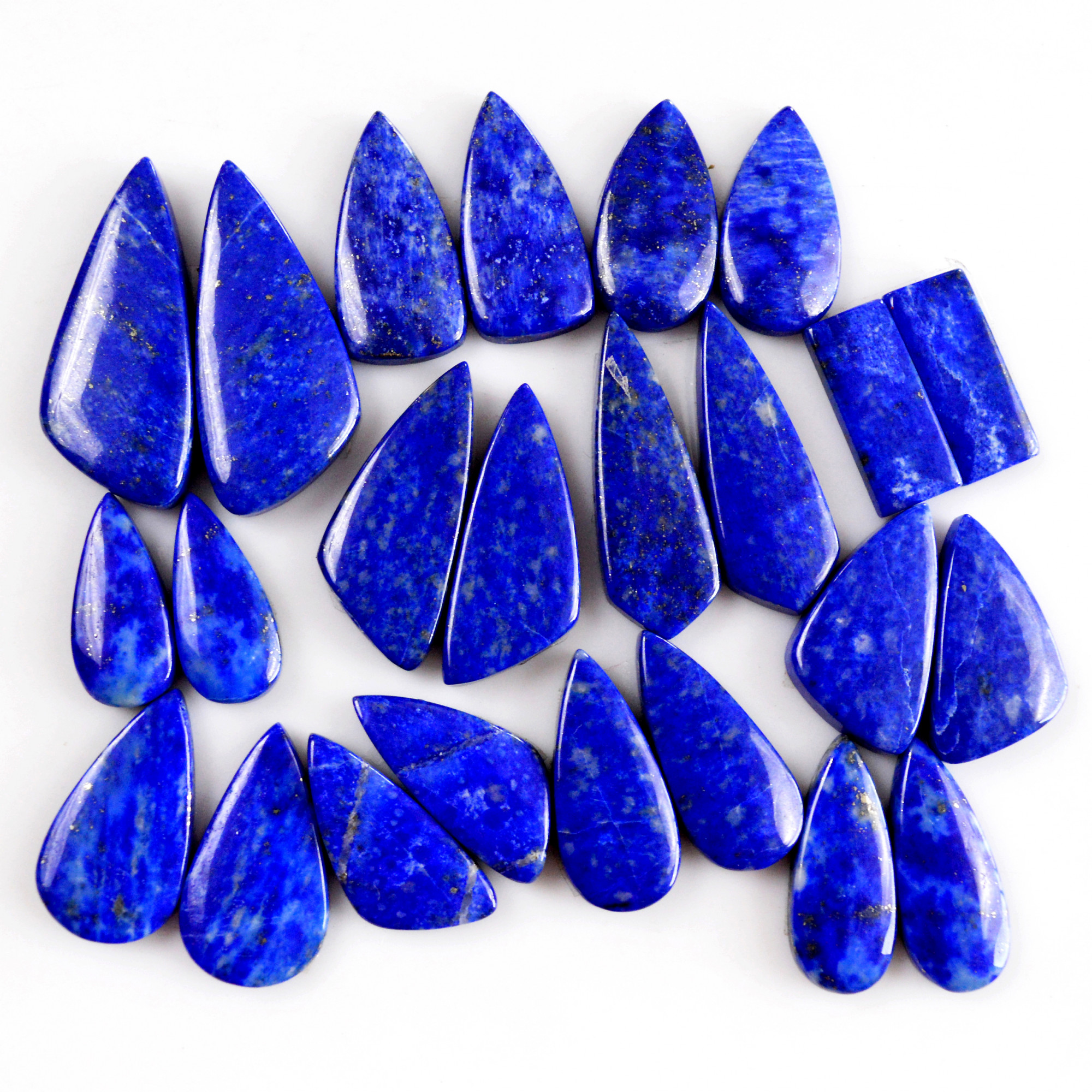 12 Pair 275 Cts Natural Lapis Lazuli Cabochon Gemstone Pairs 19x8-33x14mm 13692