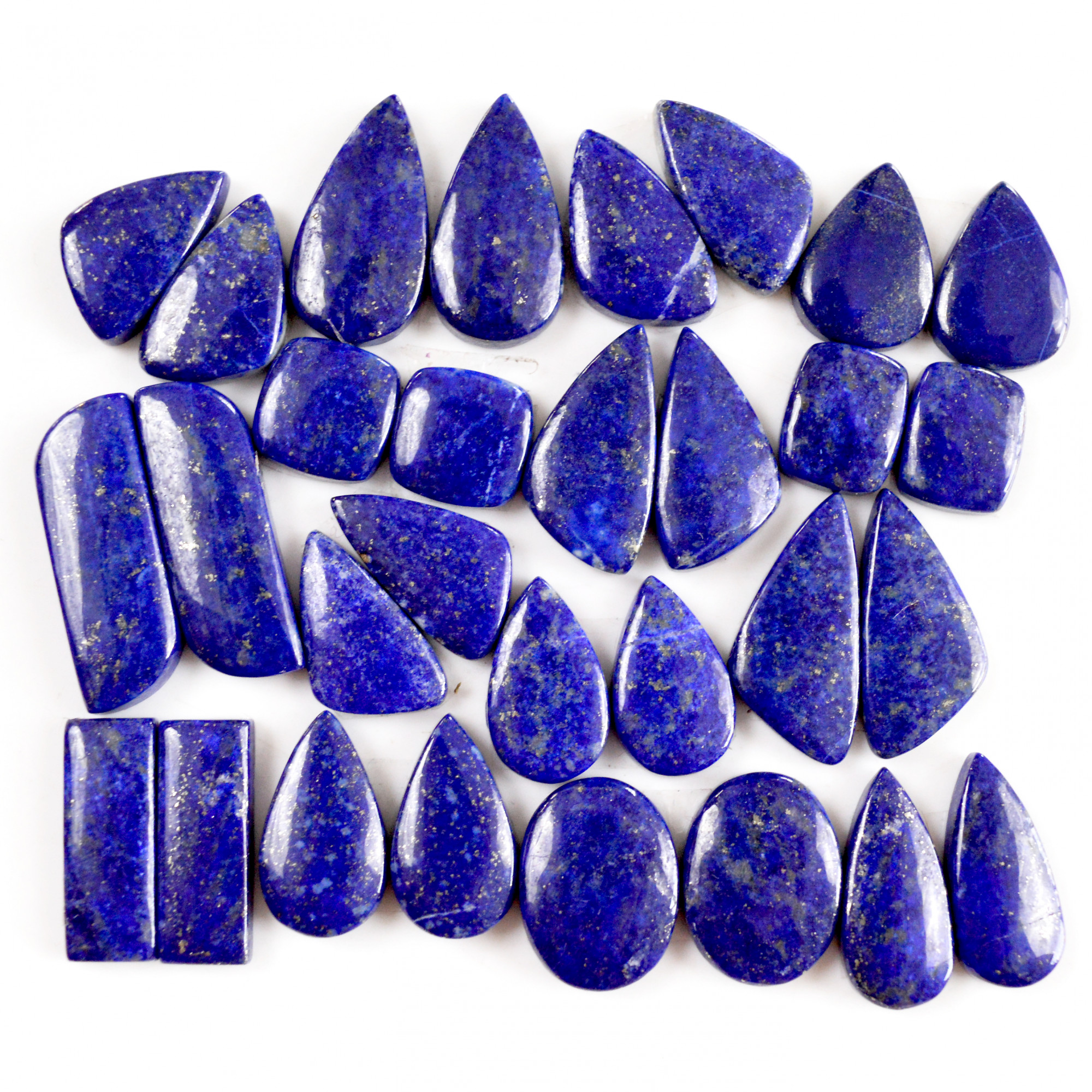 15 Pcs 205 Cts Natural Lapis Lazuli Cabochon Gemstone Pairs 11x9-24x8mm 13693