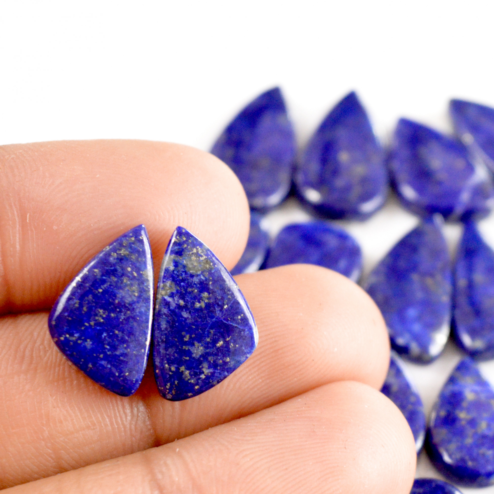 15 Pcs 205 Cts Natural Lapis Lazuli Cabochon Gemstone Pairs 11x9-24x8mm 13693