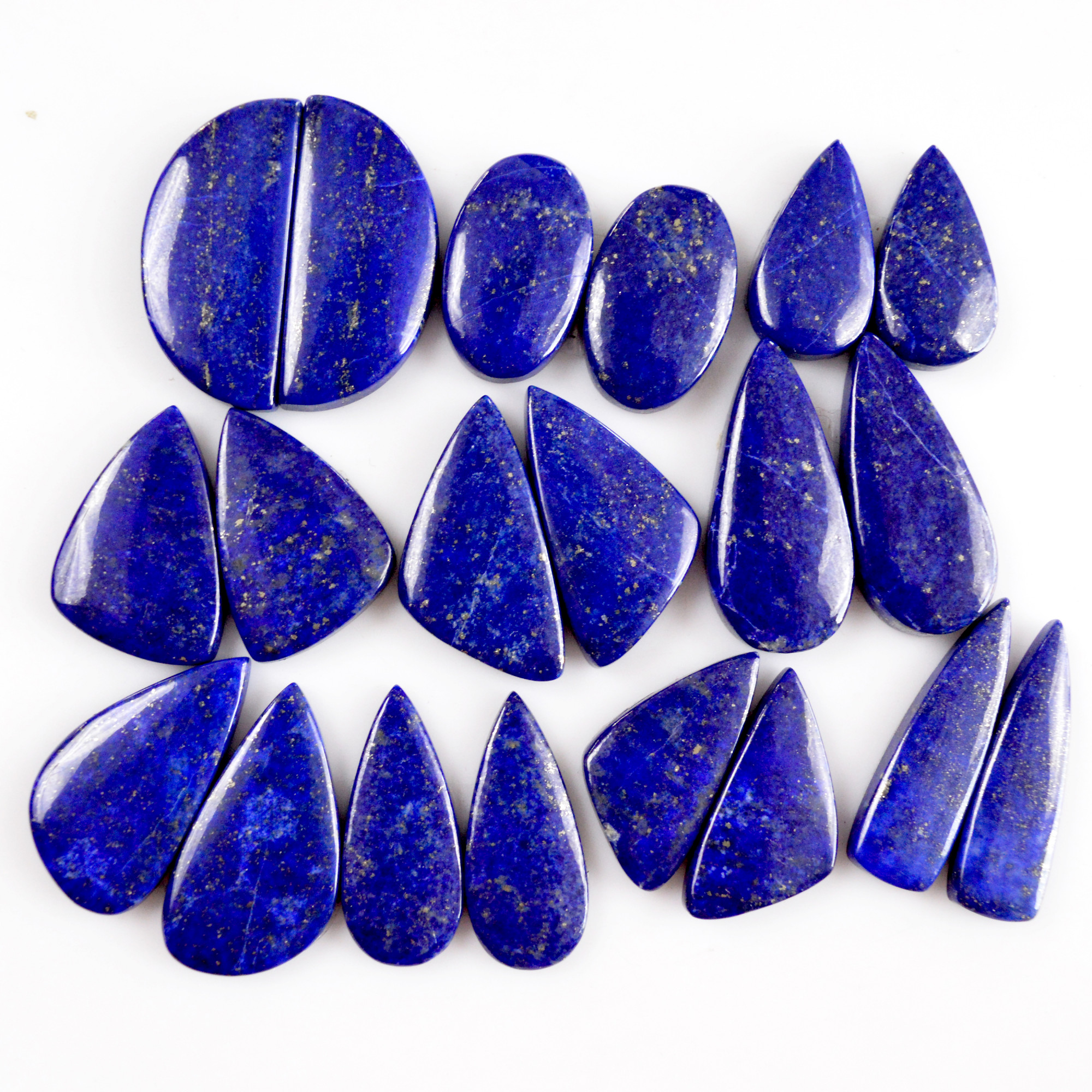 10 Pair 267Cts Natural Lapis Lazuli Cabochon Gemstone Pairs 21x11-29x13mm 13694