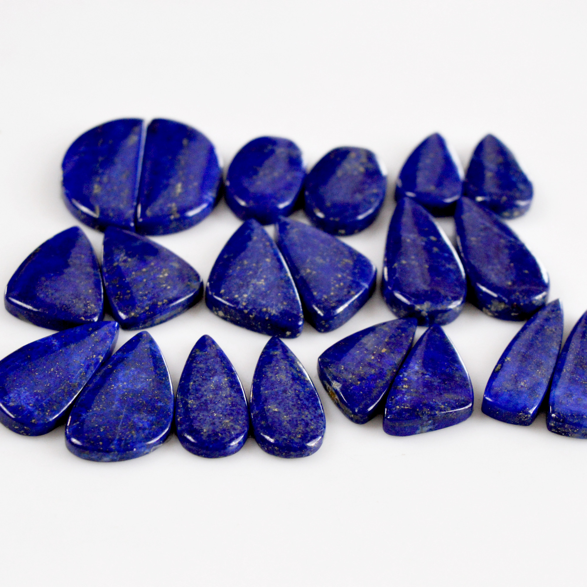 10 Pair 267Cts Natural Lapis Lazuli Cabochon Gemstone Pairs 21x11-29x13mm 13694