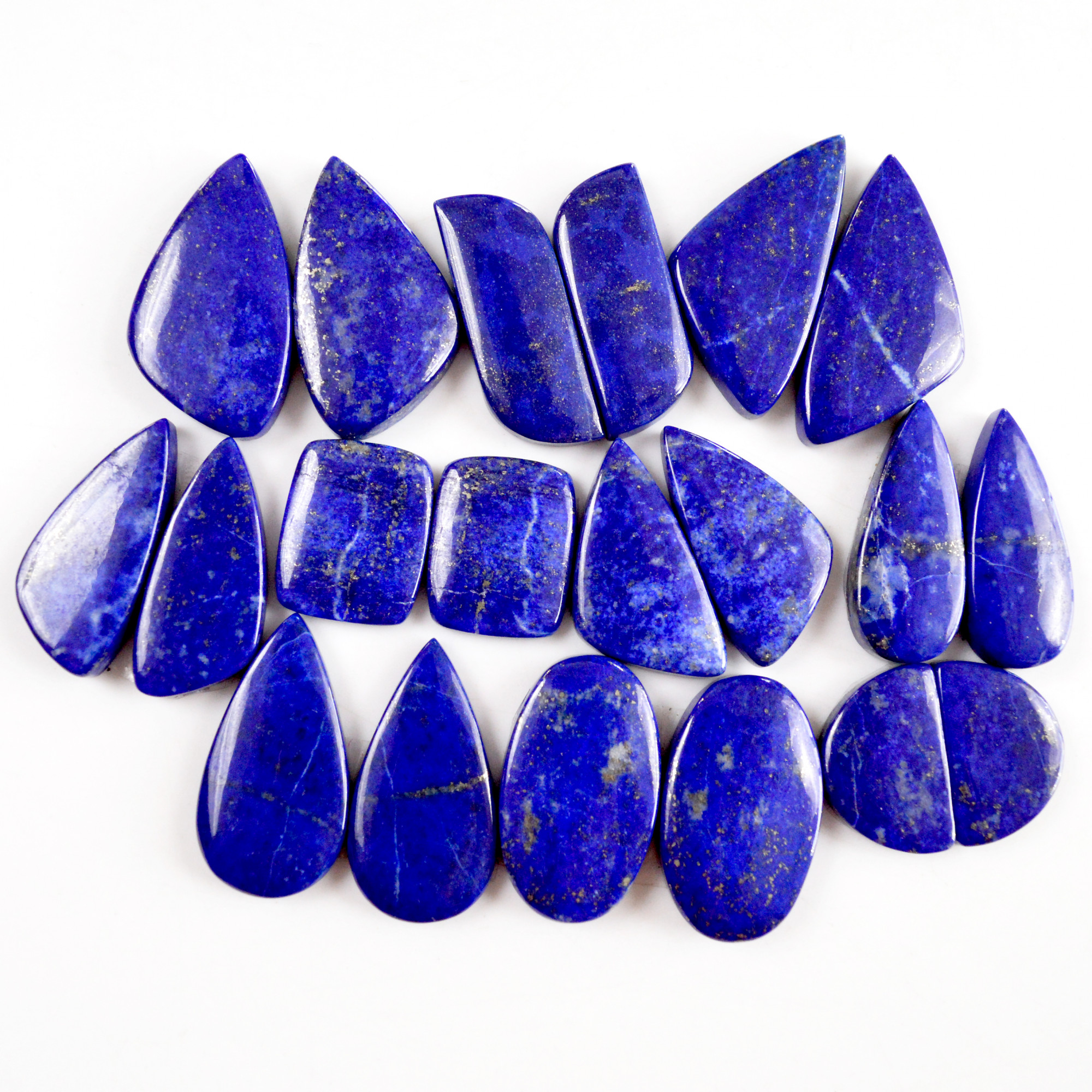 10 Pair 346 Cts Natural Lapis Lazuli Cabochon Gemstone Pairs 18x12-32x16mm 13695