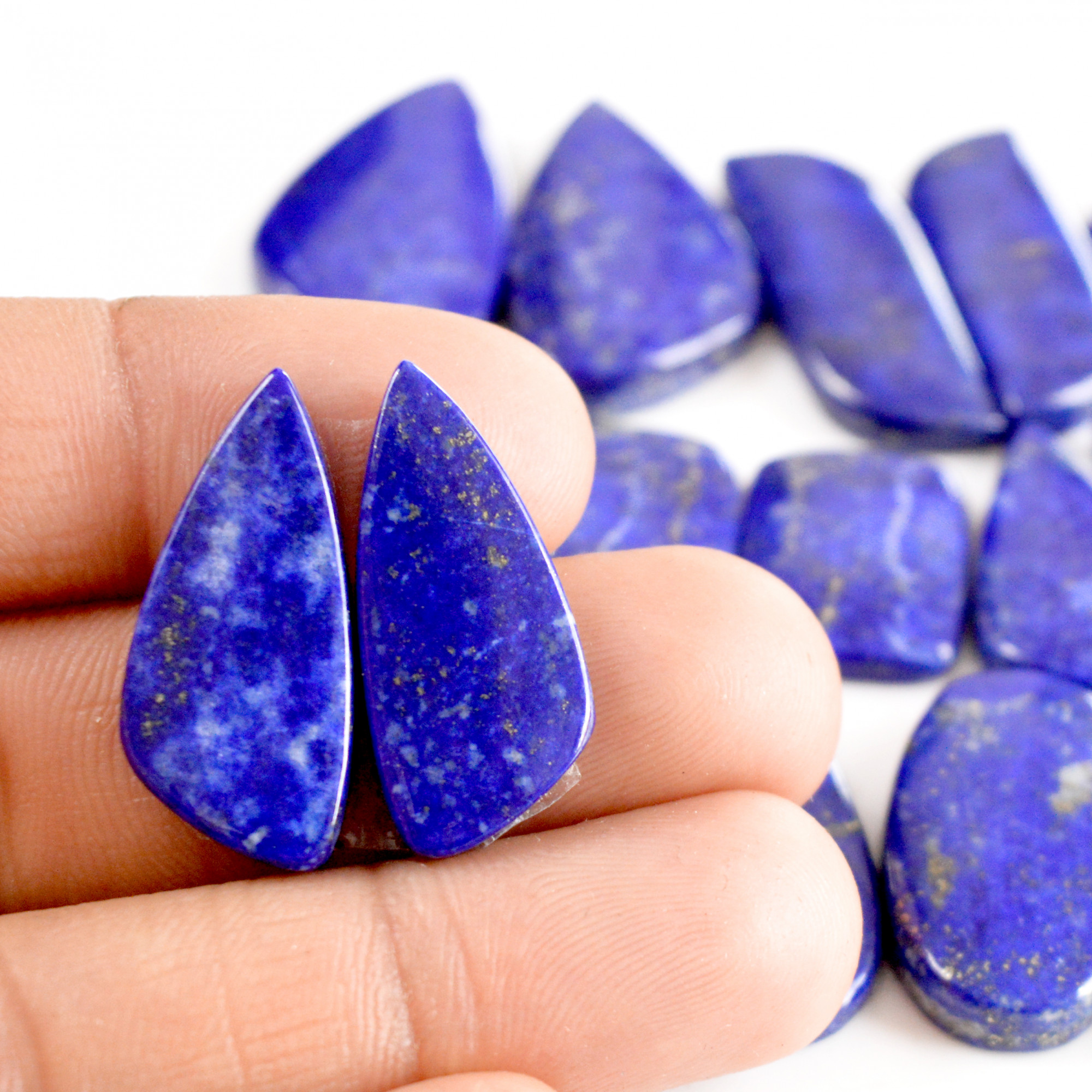 10 Pair 346 Cts Natural Lapis Lazuli Cabochon Gemstone Pairs 18x12-32x16mm 13695