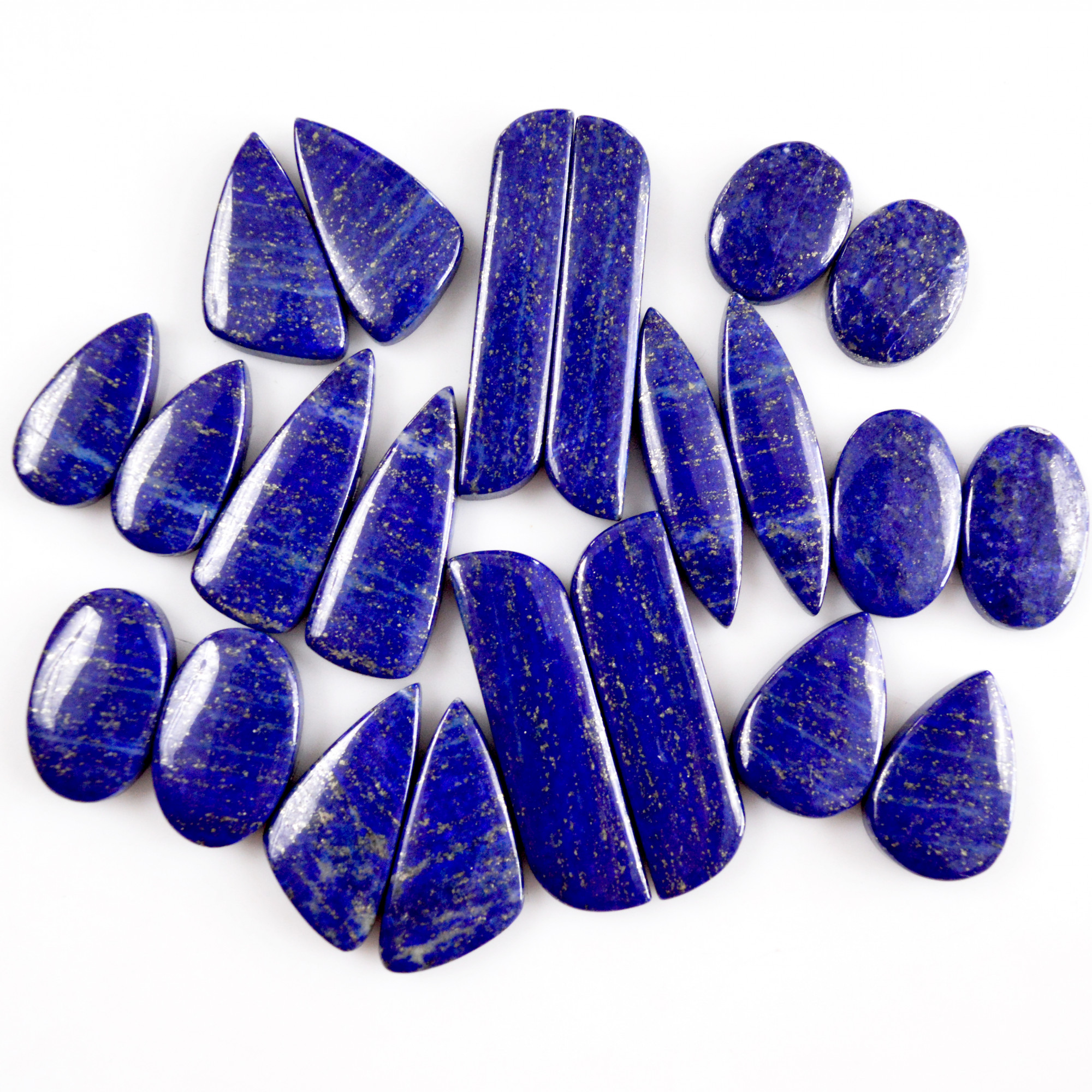 11 Pcs 290 Cts Natural Lapis Lazuli Cabochon Gemstone Pairs 16x12-35x9mm 13696