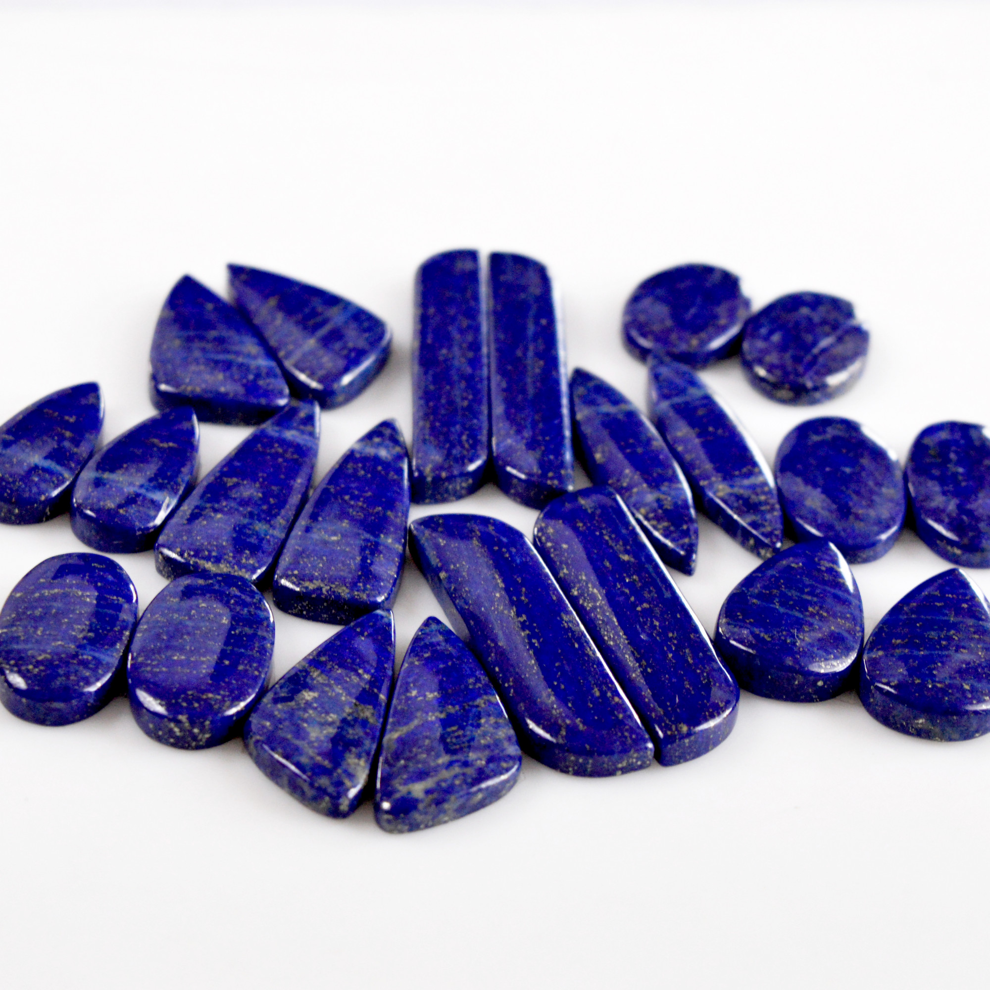 11 Pcs 290 Cts Natural Lapis Lazuli Cabochon Gemstone Pairs 16x12-35x9mm 13696