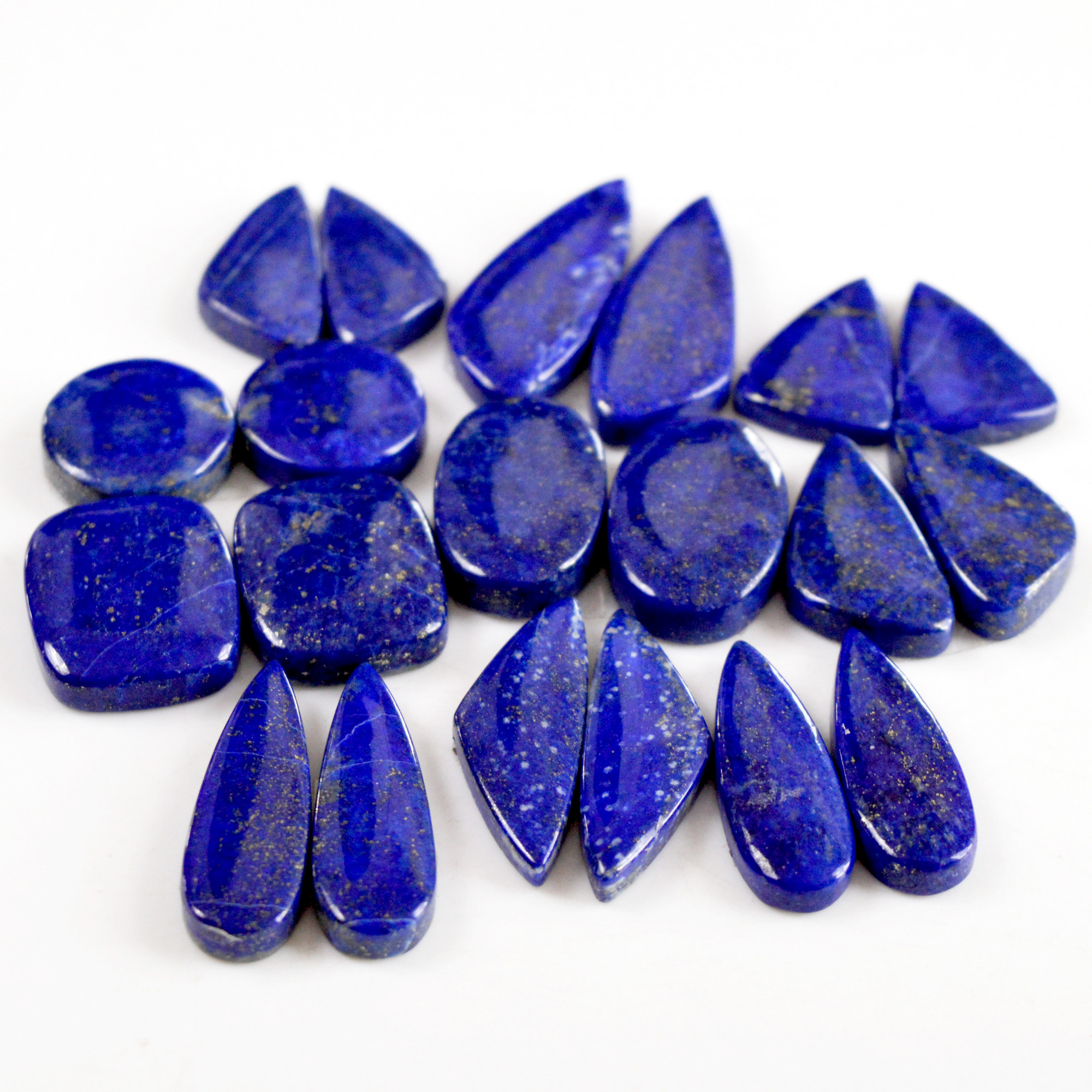 10 Pair 279 Cts Natural Lapis Lazuli Cabochon Gemstone Pairs 21x10-30x11mm 13701