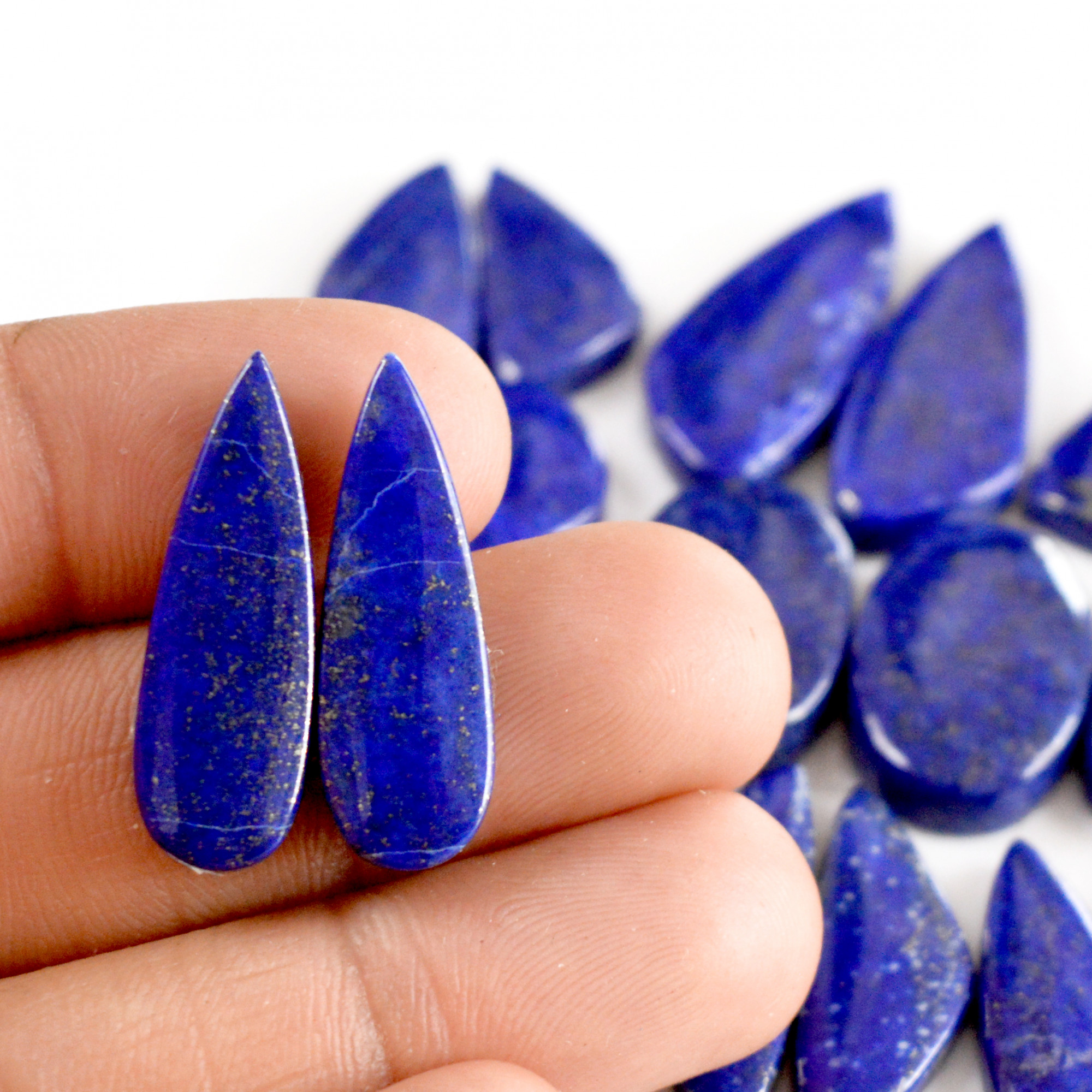 10 Pair 279 Cts Natural Lapis Lazuli Cabochon Gemstone Pairs 21x10-30x11mm 13701